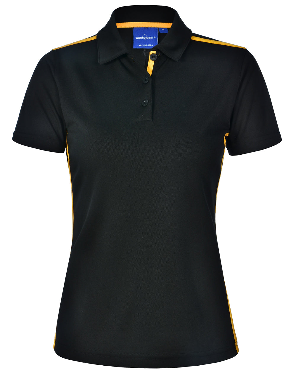 Staten Polo Shirt Ladies - Black/Gold - Front