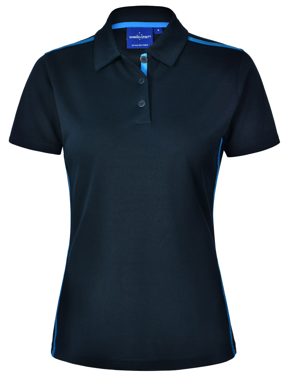 Staten Polo Shirt Ladies - Navy/Cyan - Front
