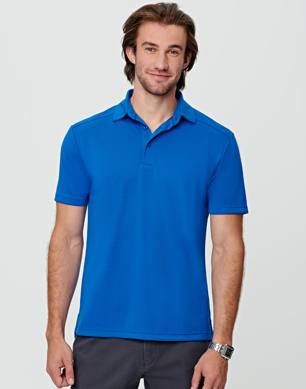 Bamboo Charcoal Corporate Short Sleeve Polo Men's - Electric Blue - View