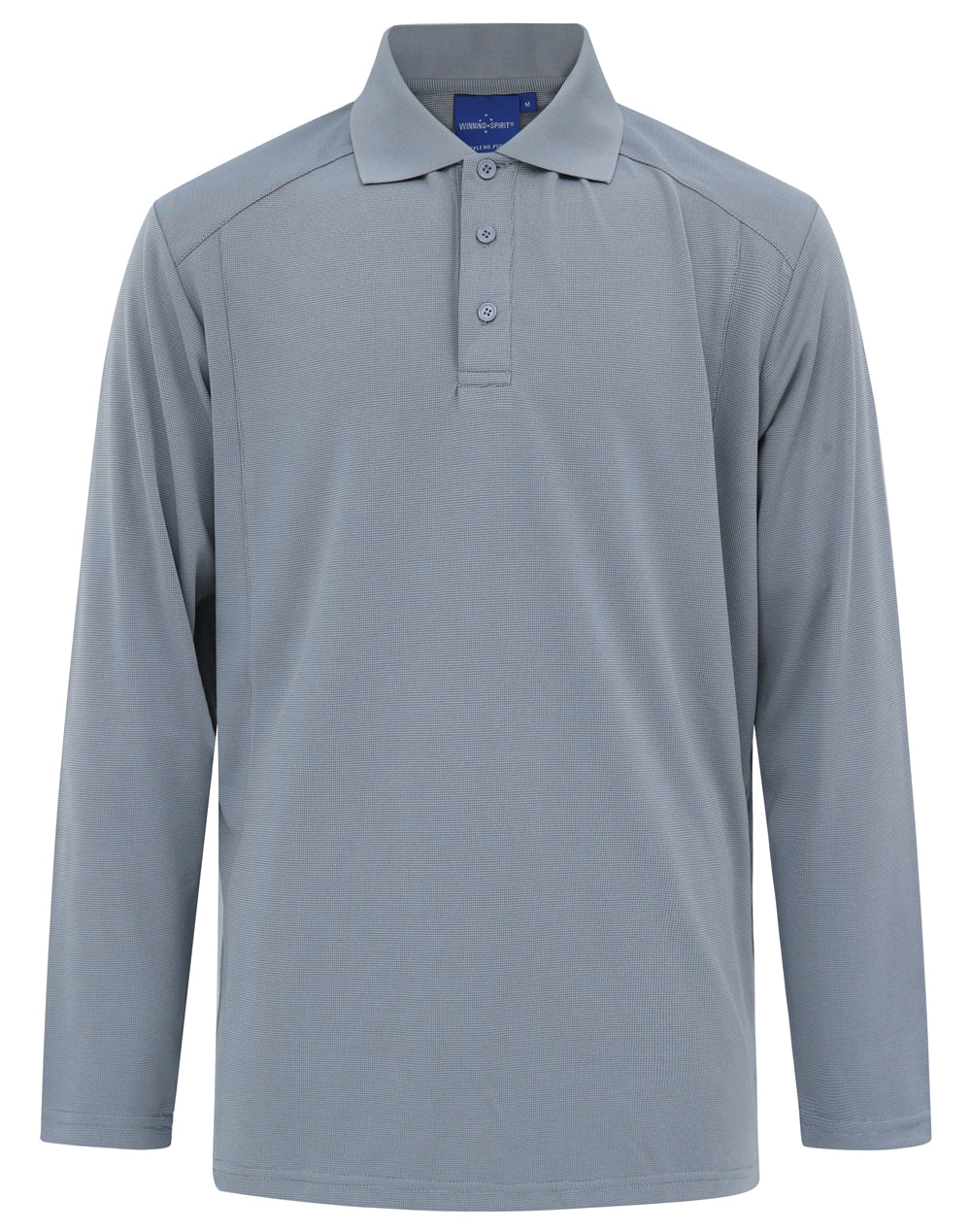 Lucky Bamboo Long Sleeve Polo Mens - Cool Grey - Front