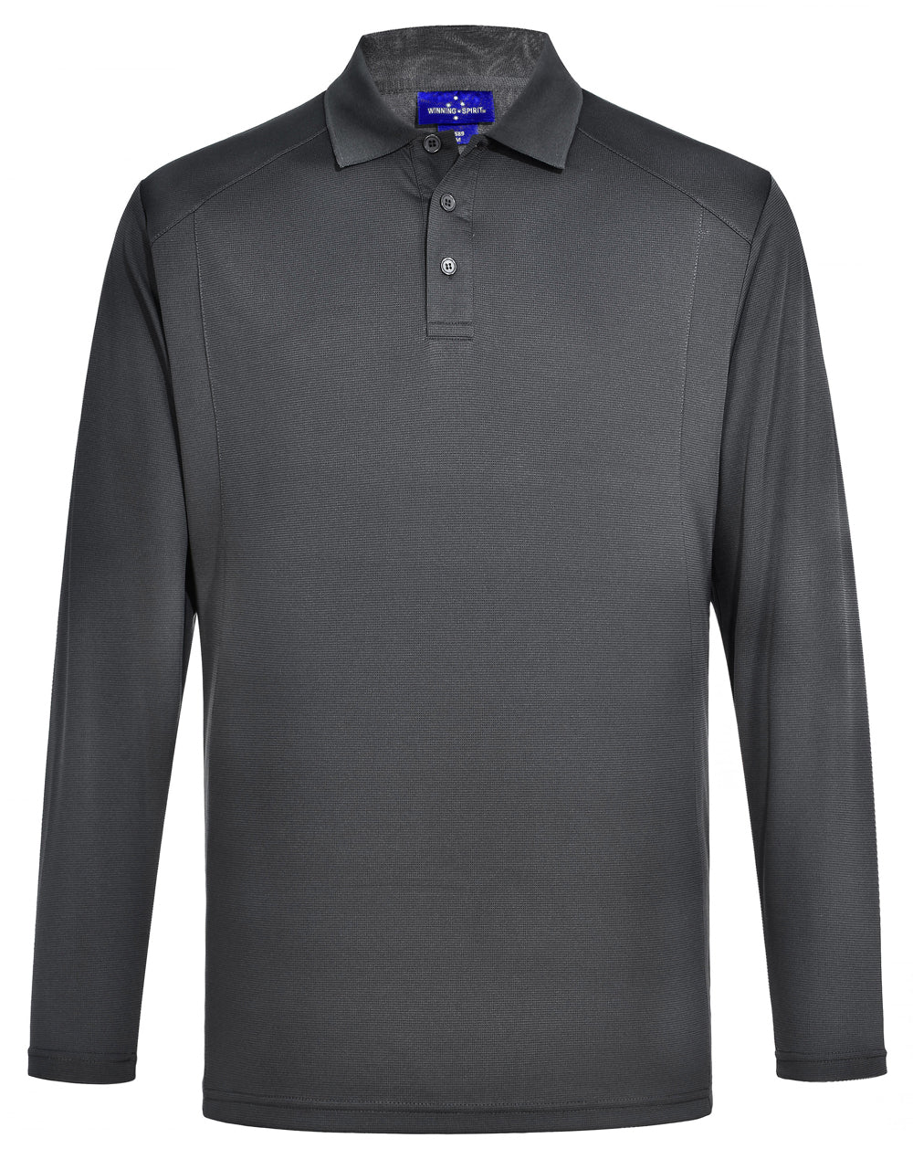 Lucky Bamboo Long Sleeve Polo Mens - Storm Grey - Front