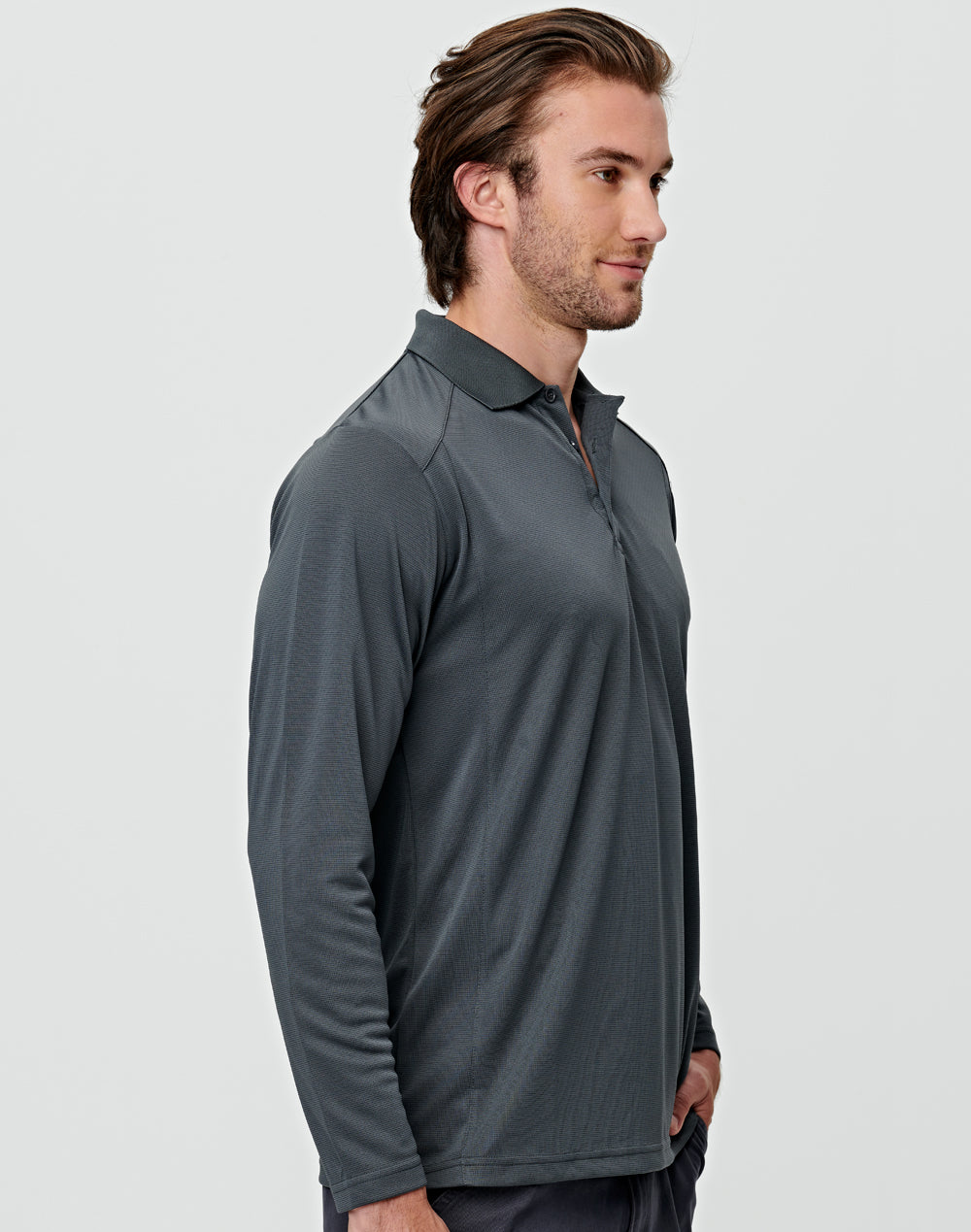Lucky Bamboo Long Sleeve Polo Mens - view