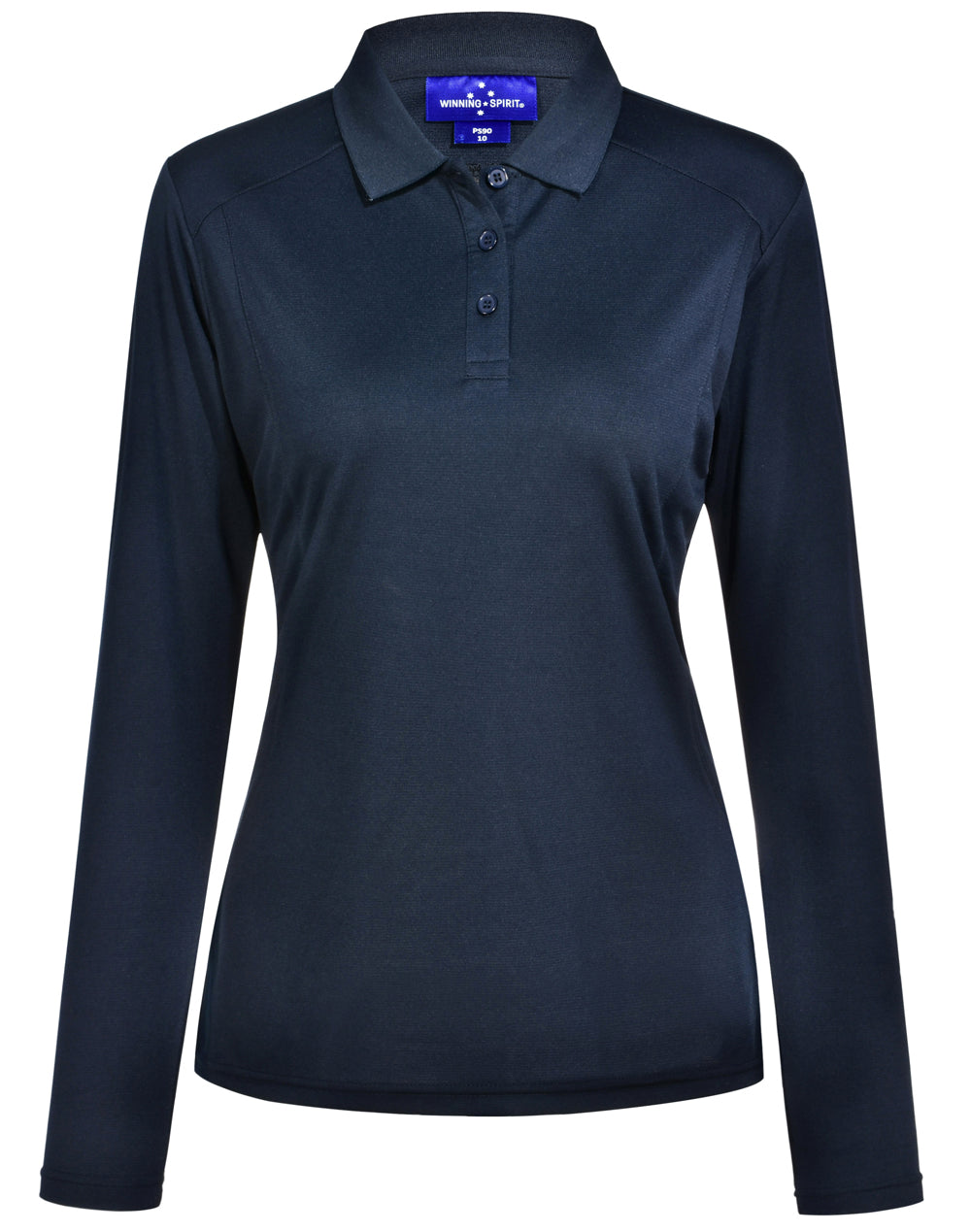 Lucky Bamboo Long Sleeve Polo Ladies - Navy - Front