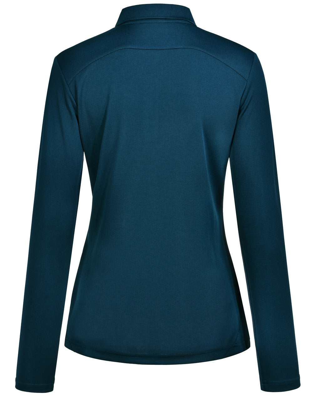 Lucky Bamboo Long Sleeve Polo Ladies - Ocean Blue - Back