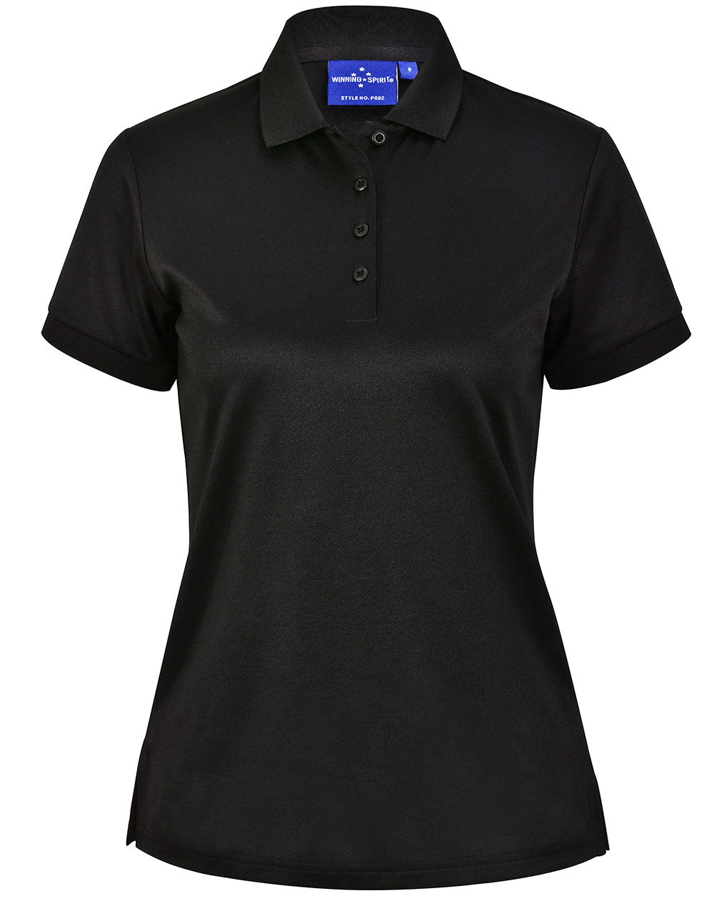 Ladies Sustainable Poly/Cotton Corporate Ss Polo - Black - Front
