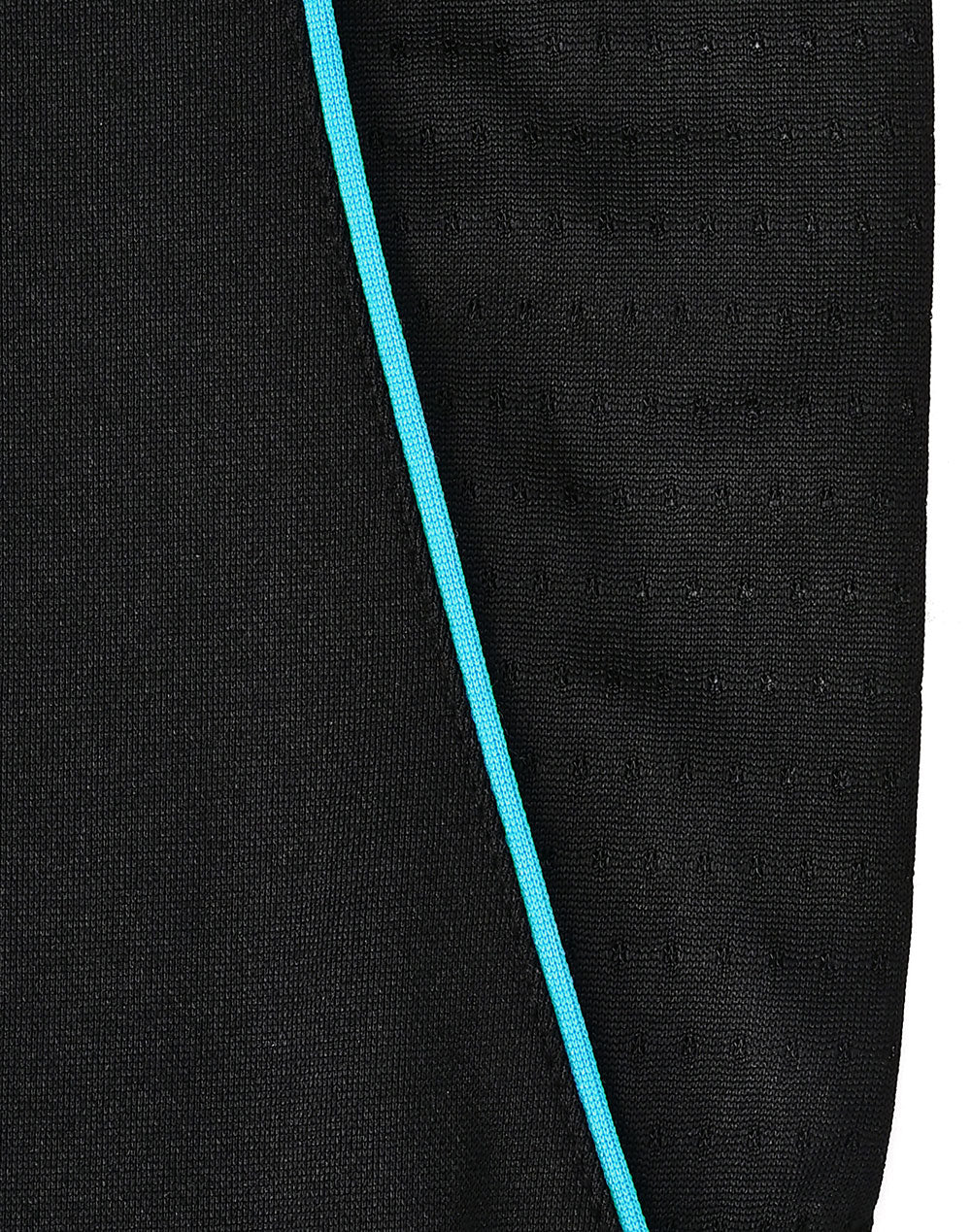 Kids Sustainable Poly/Cotton Contrast Ss Polo - Black/Aqua Blue - View