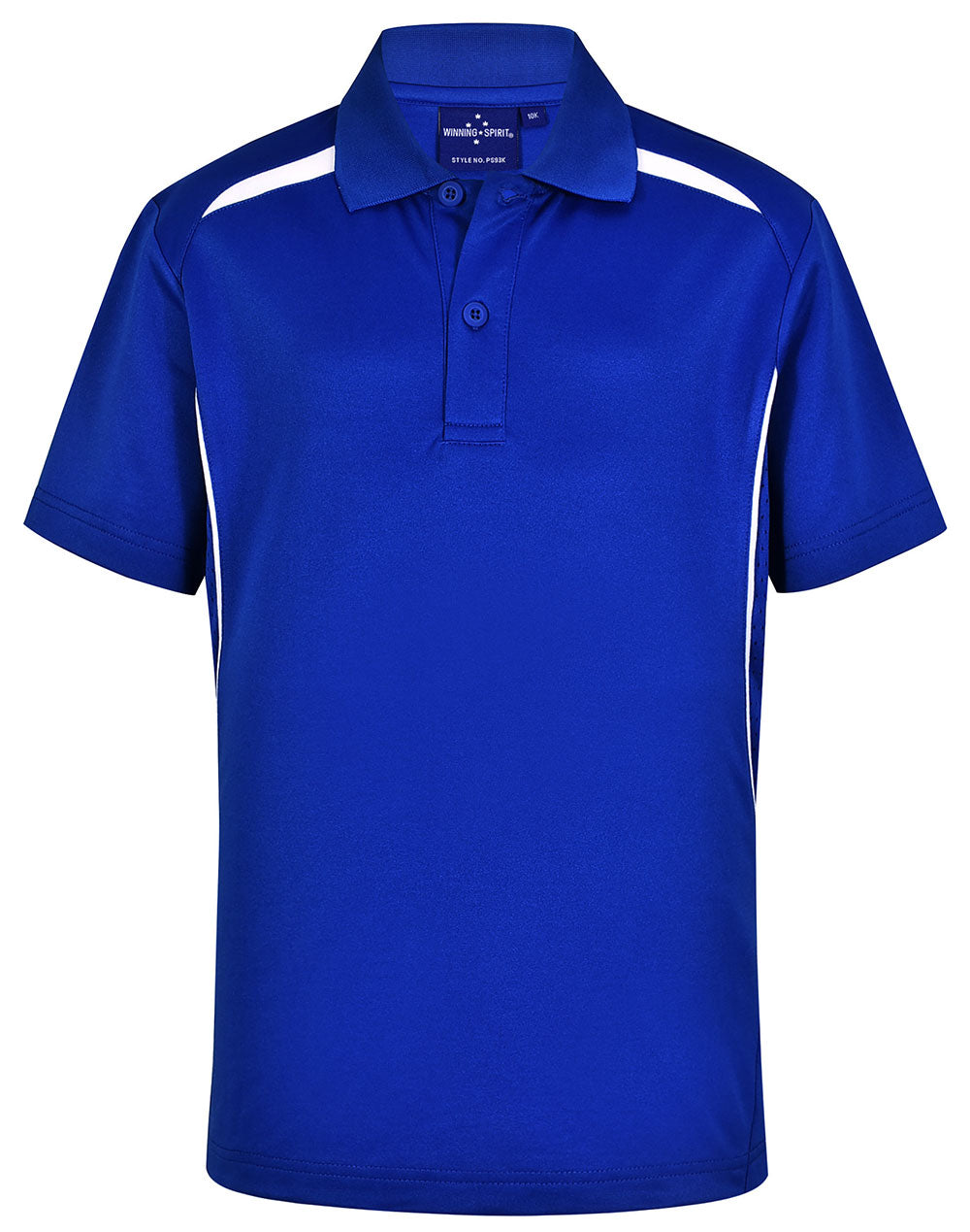 Kids Sustainable Poly/Cotton Contrast Ss Polo - Electric Blue/White - Front