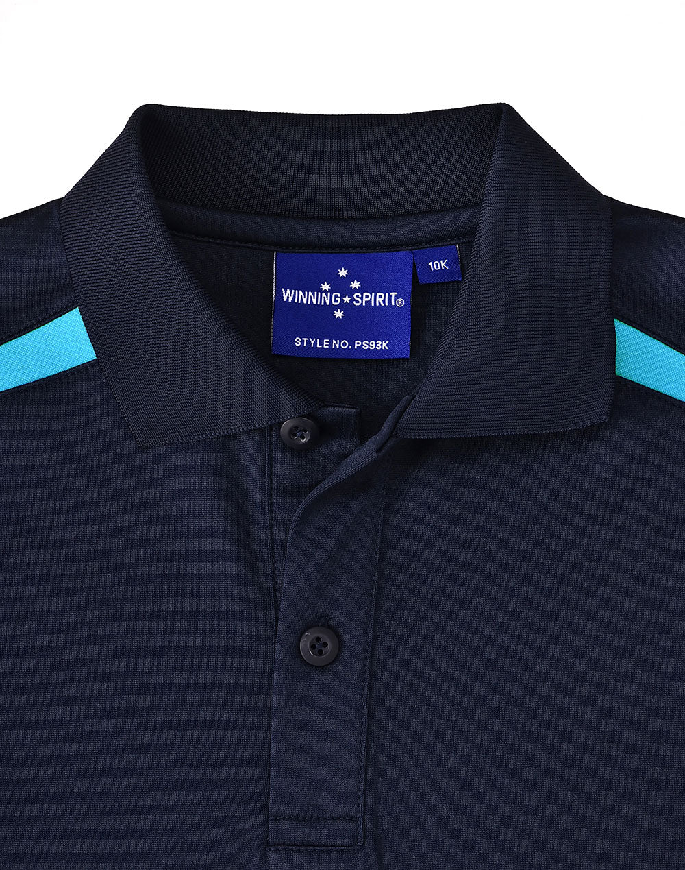 Kids Sustainable Poly/Cotton Contrast Ss Polo - Navy/Aqua Blue - View