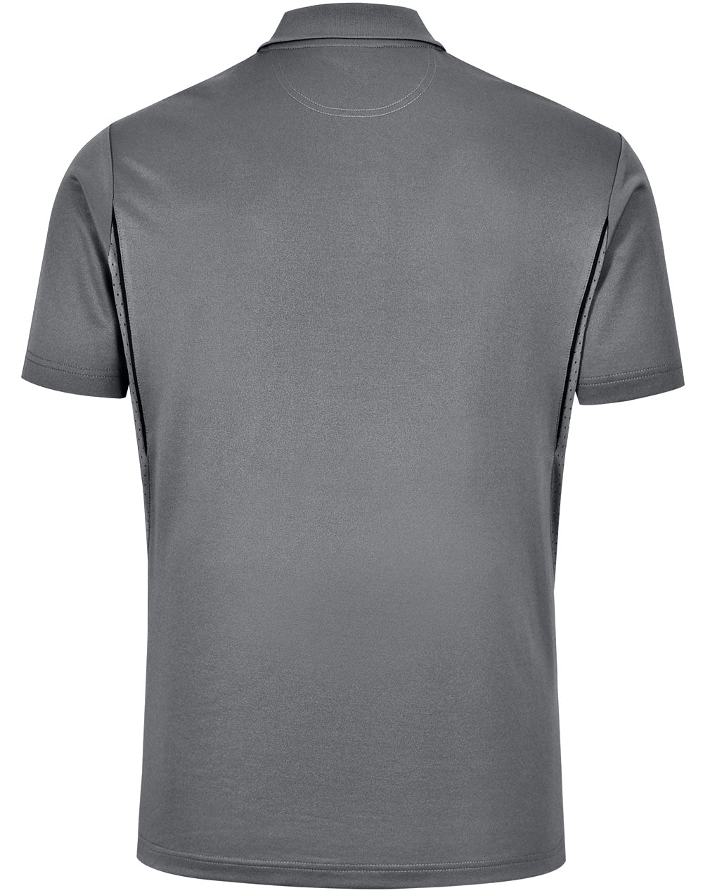 Mens Sustainable Poly/Cotton Contrast Ss Polo - Ash/Black - Back