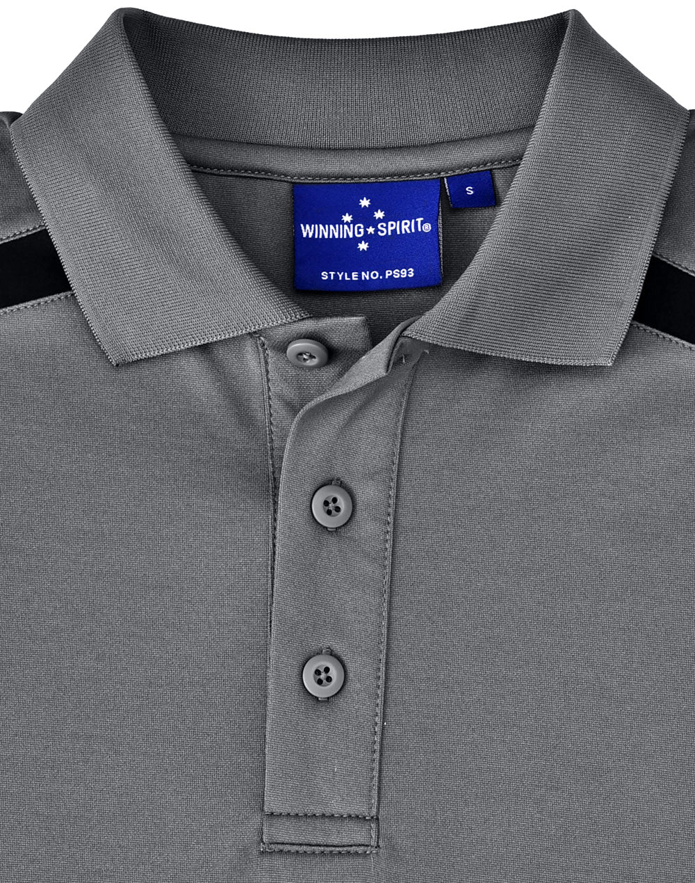 Mens Sustainable Poly/Cotton Contrast Ss Polo - Ash/Black - View
