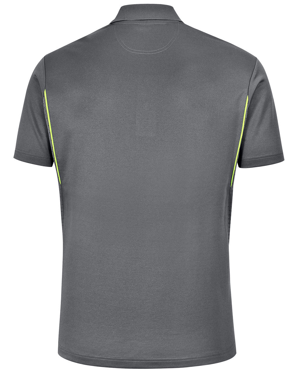 Mens Sustainable Poly/Cotton Contrast Ss Polo - Ash/Lime - Back