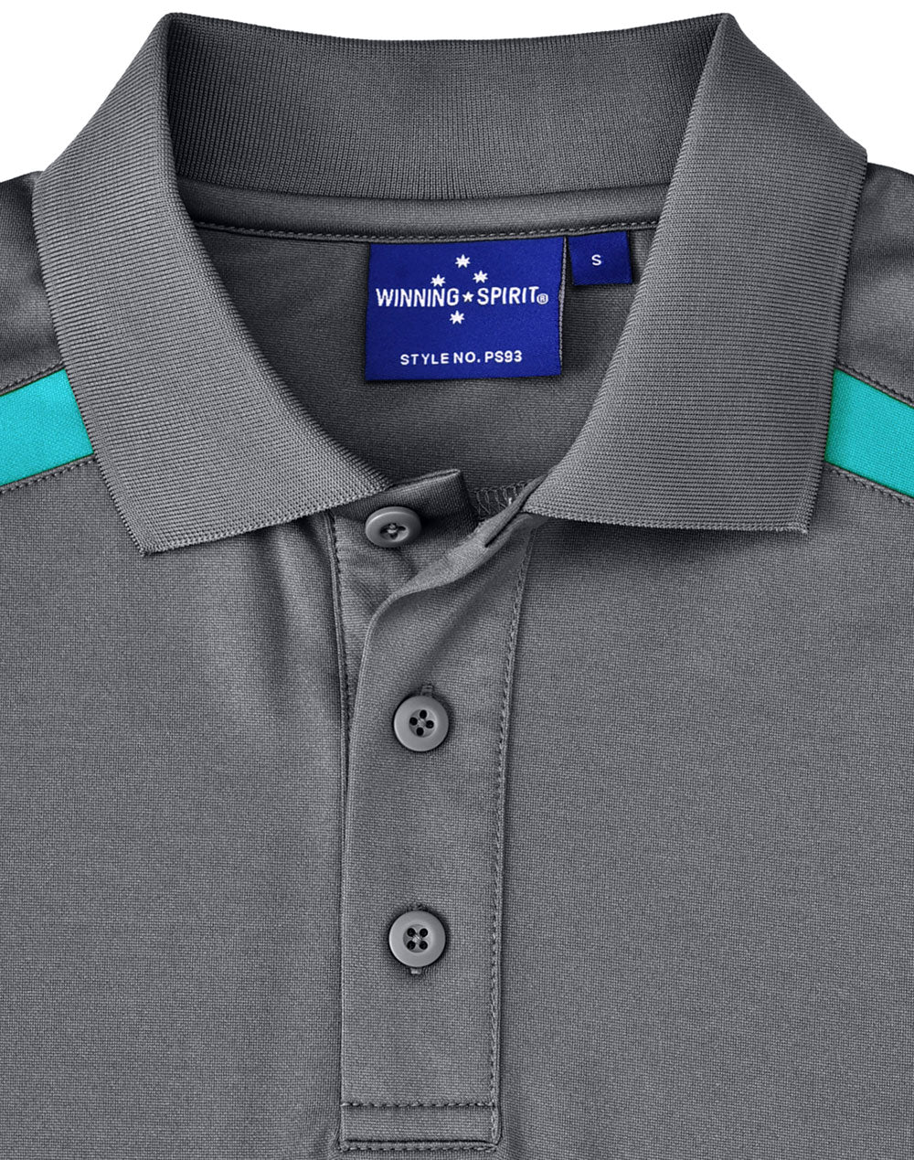 Mens Sustainable Poly/Cotton Contrast Ss Polo - Ash/Teal - View