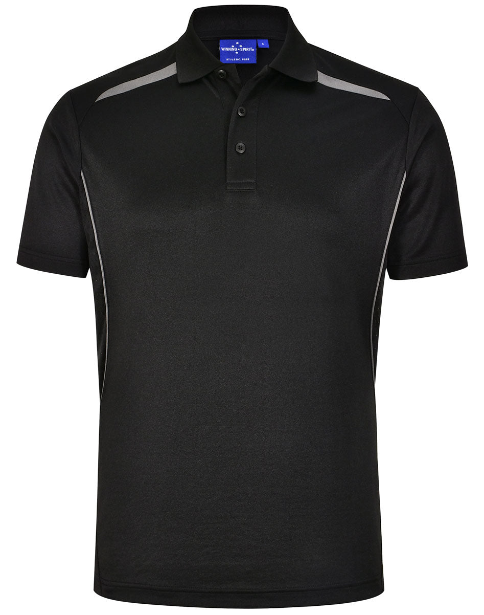 Mens Sustainable Poly/Cotton Contrast Ss Polo - Black/Ash - Front