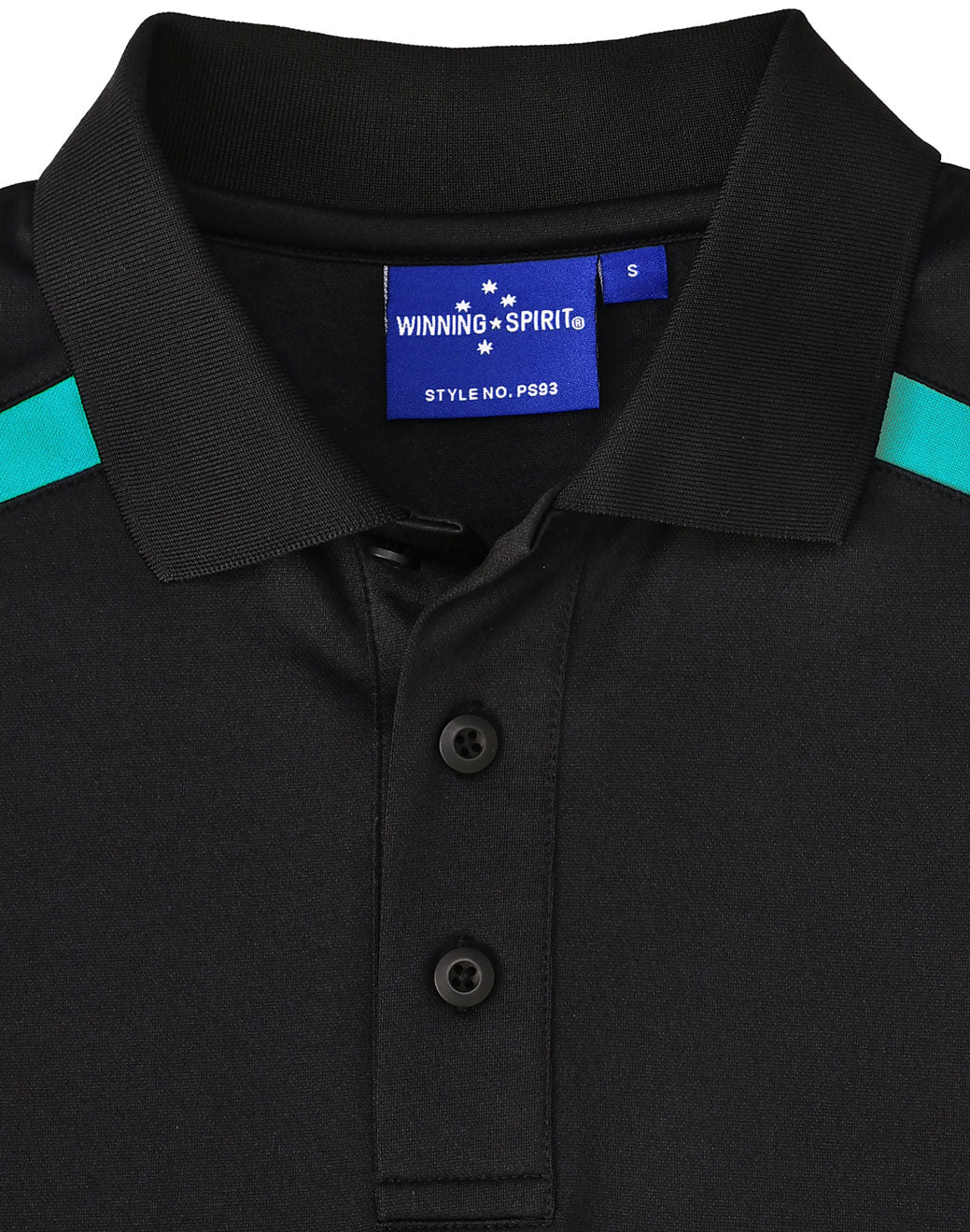 Mens Sustainable Poly/Cotton Contrast Ss Polo - Black/Teal - View