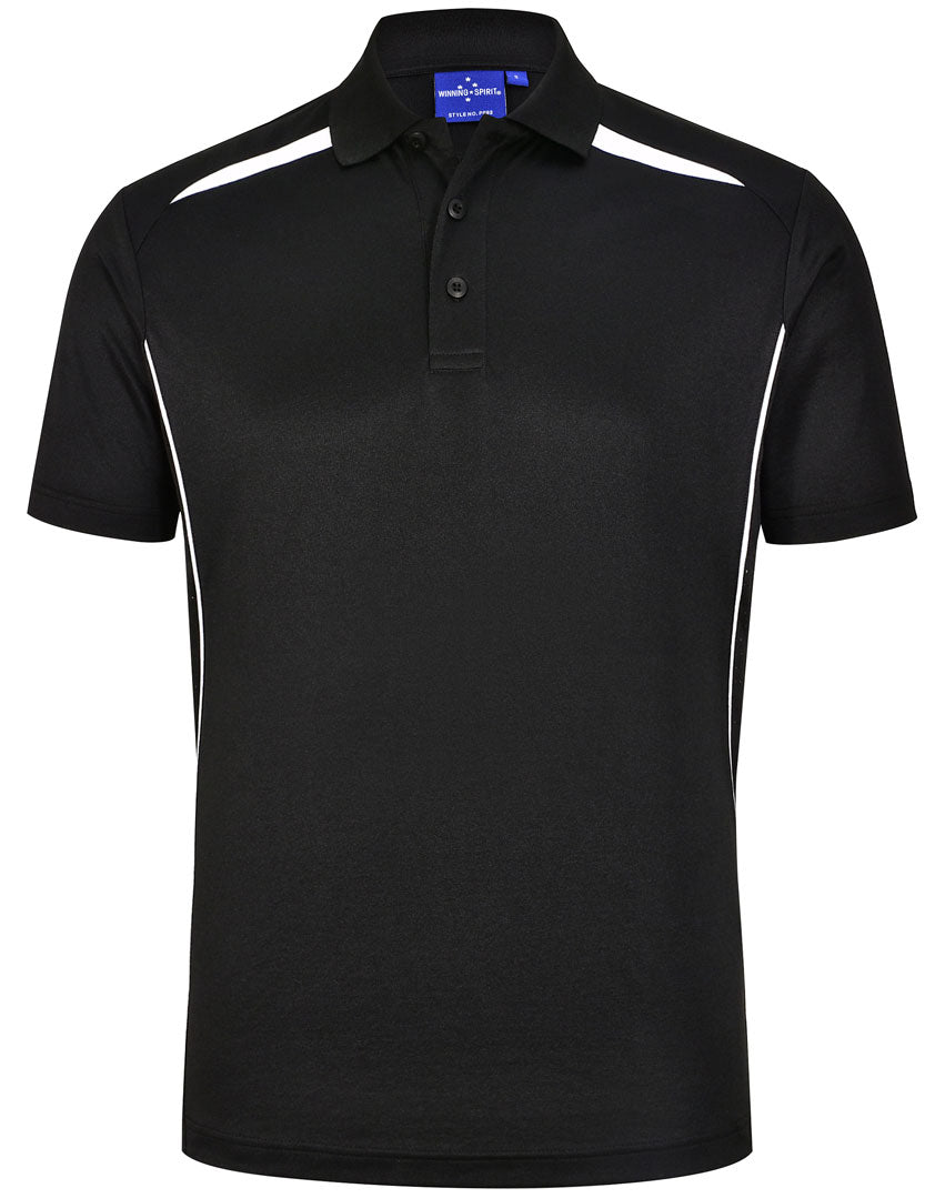 Mens Sustainable Poly/Cotton Contrast Ss Polo - Black/White - Front