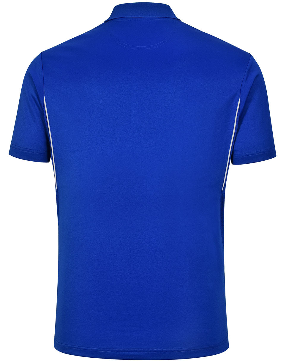 Mens Sustainable Poly/Cotton Contrast Ss Polo - Electric Blue/White - Back