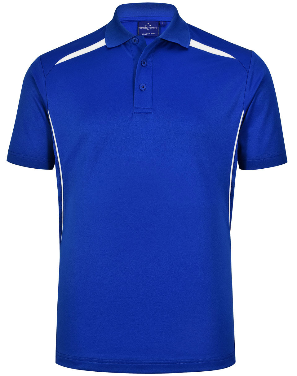 Mens Sustainable Poly/Cotton Contrast Ss Polo - Electric Blue/White - Front