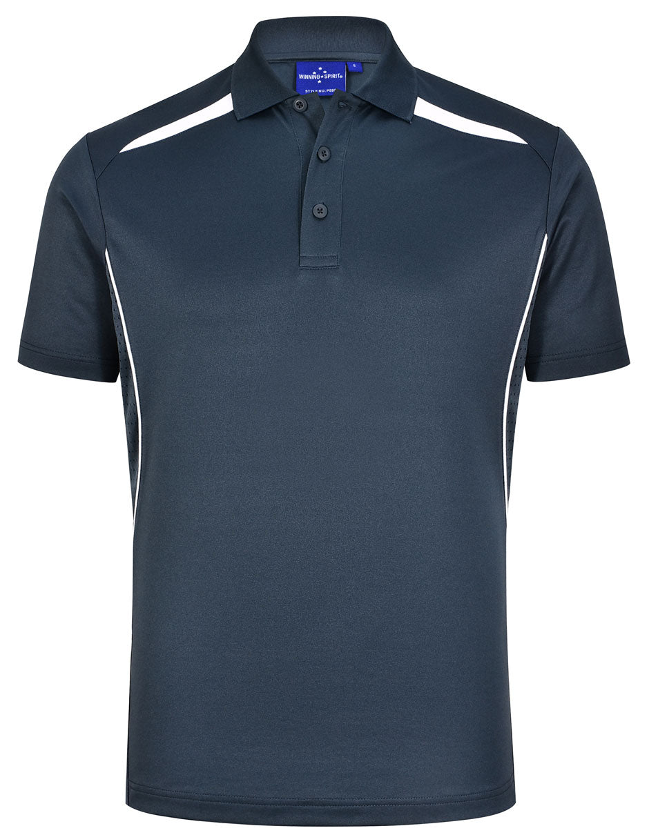 Mens Sustainable Poly/Cotton Contrast Ss Polo - Heavy Cloud/White - Front