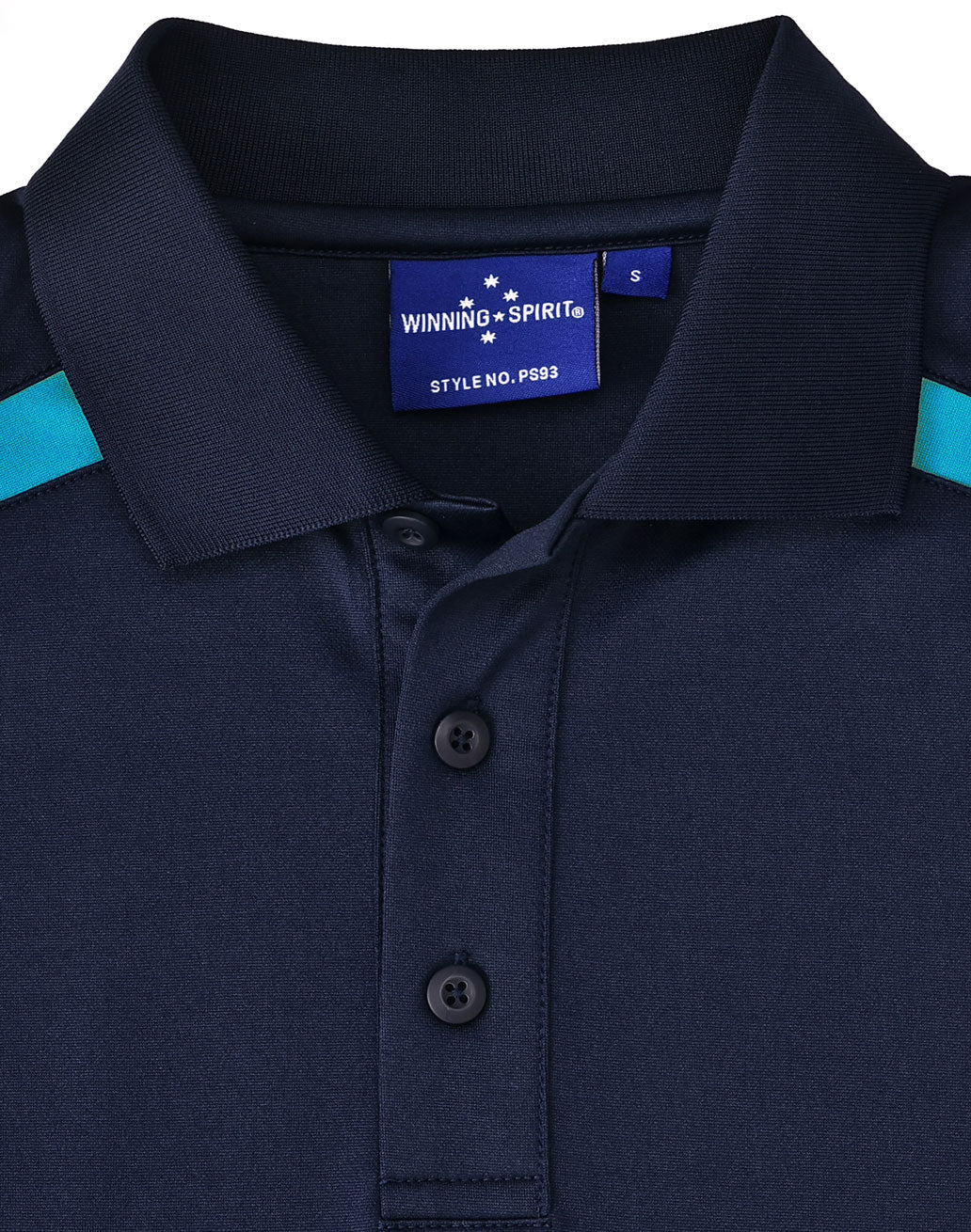Mens Sustainable Poly/Cotton Contrast Ss Polo - Navy/Aqua Blue - View