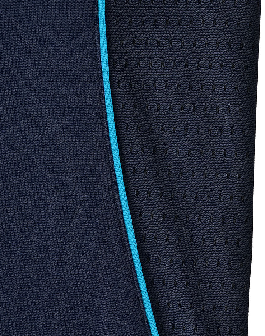 Mens Sustainable Poly/Cotton Contrast Ss Polo - Navy/Aqua Blue - View