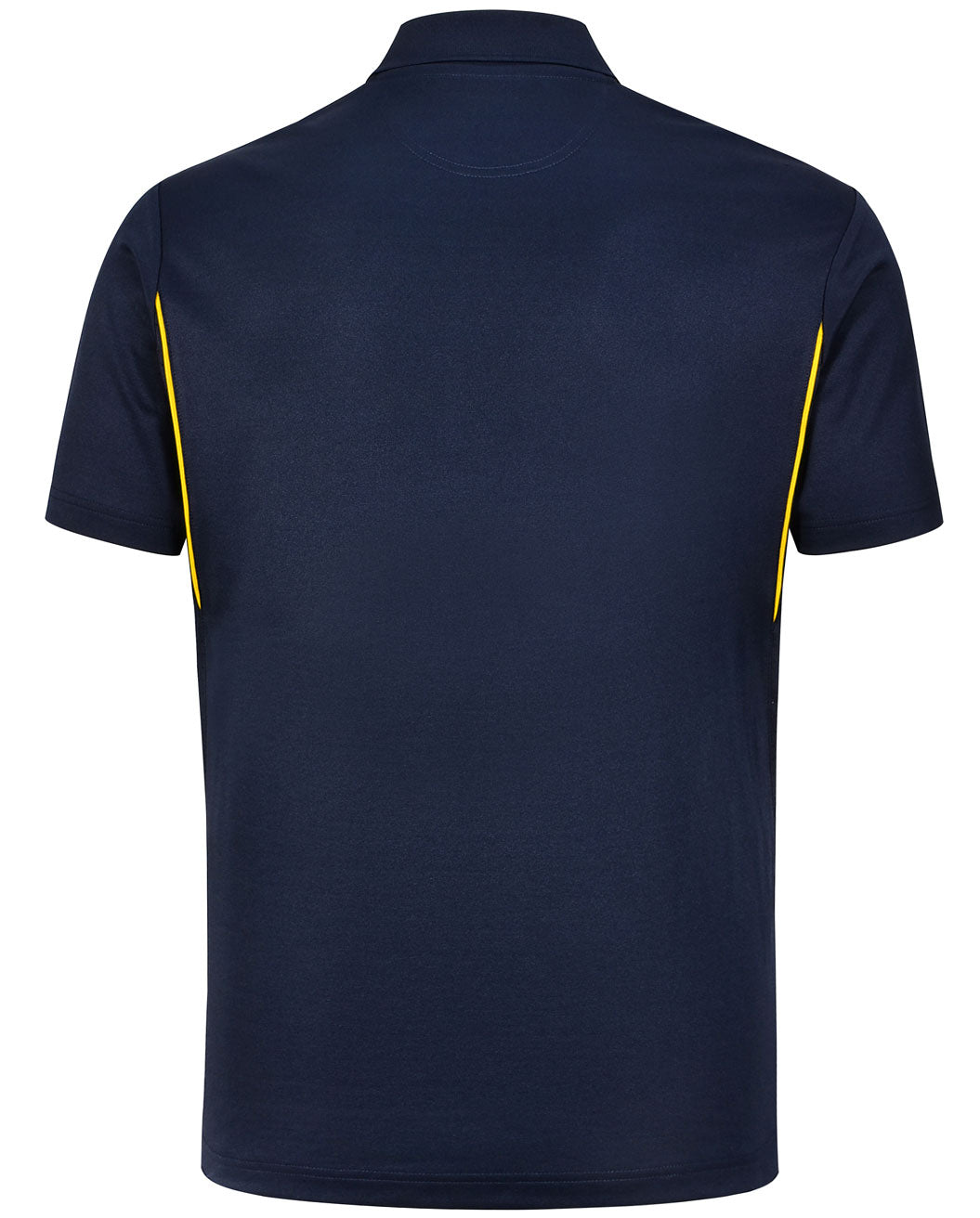 Mens Sustainable Poly/Cotton Contrast Ss Polo - Navy/Gold - Back