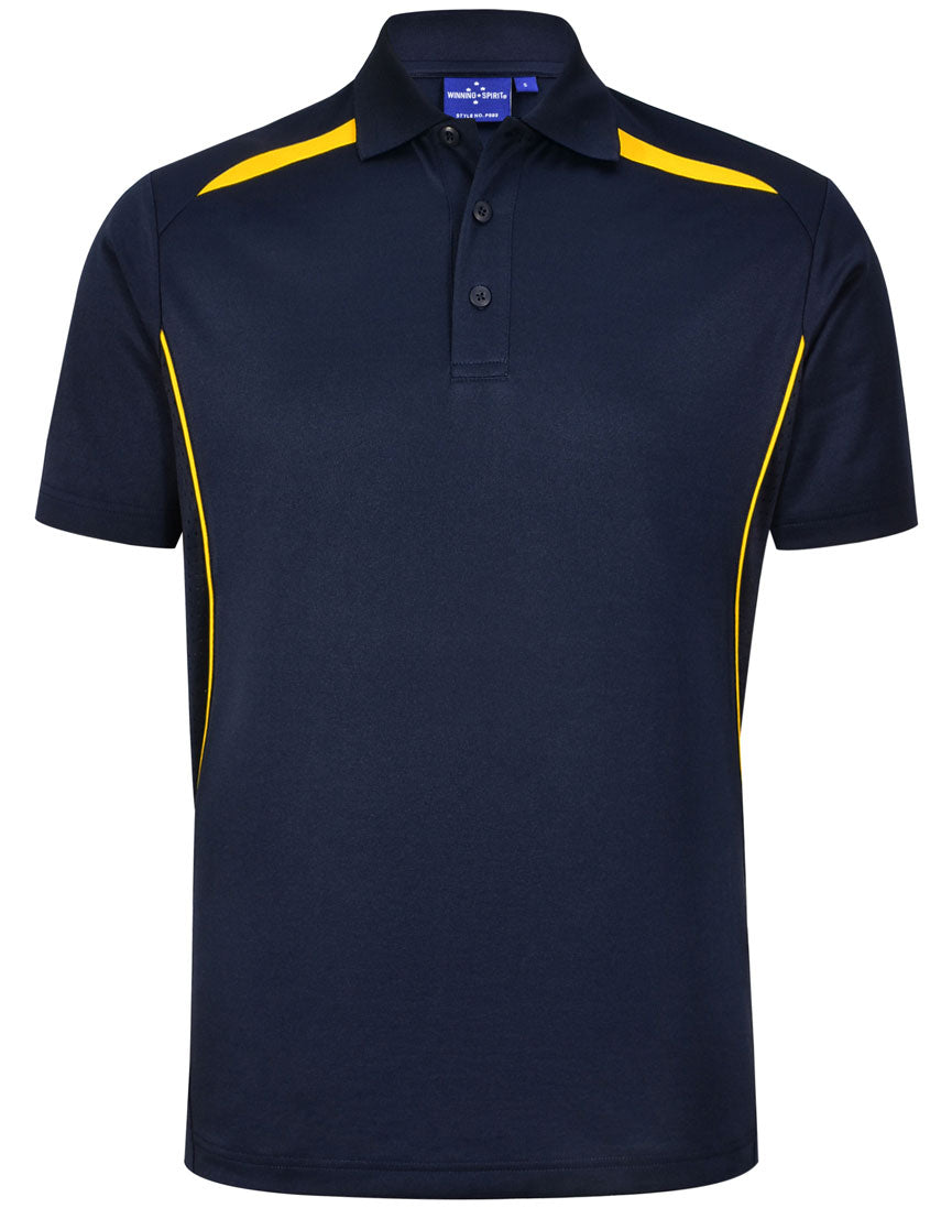 Mens Sustainable Poly/Cotton Contrast Ss Polo - Navy/Gold - Front