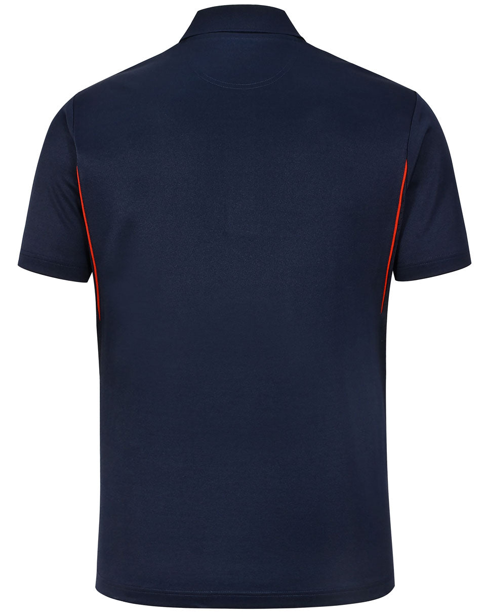 Mens Sustainable Poly/Cotton Contrast Ss Polo - Navy/Red - Back