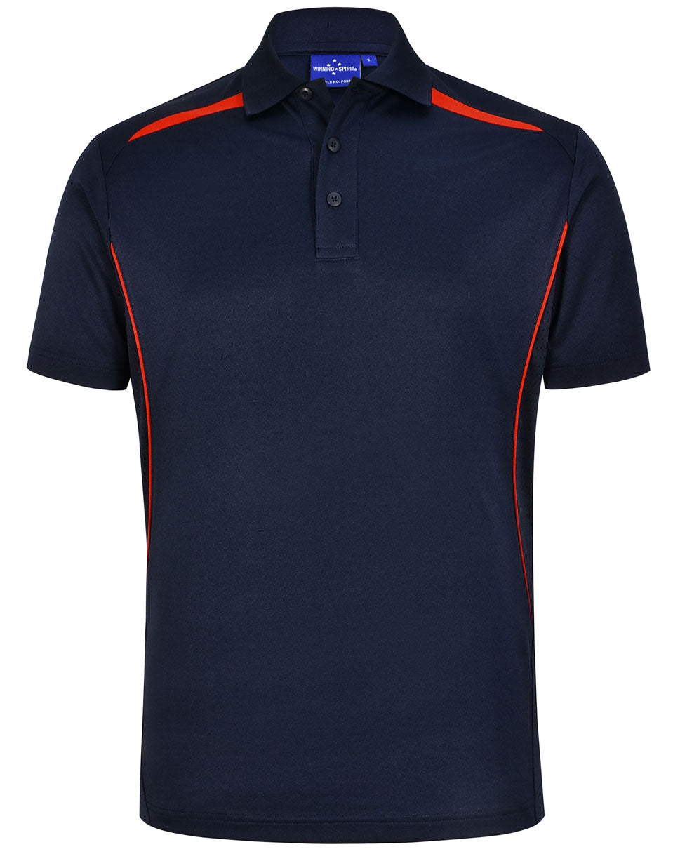 Mens Sustainable Poly/Cotton Contrast Ss Polo - Navy/Red - Front