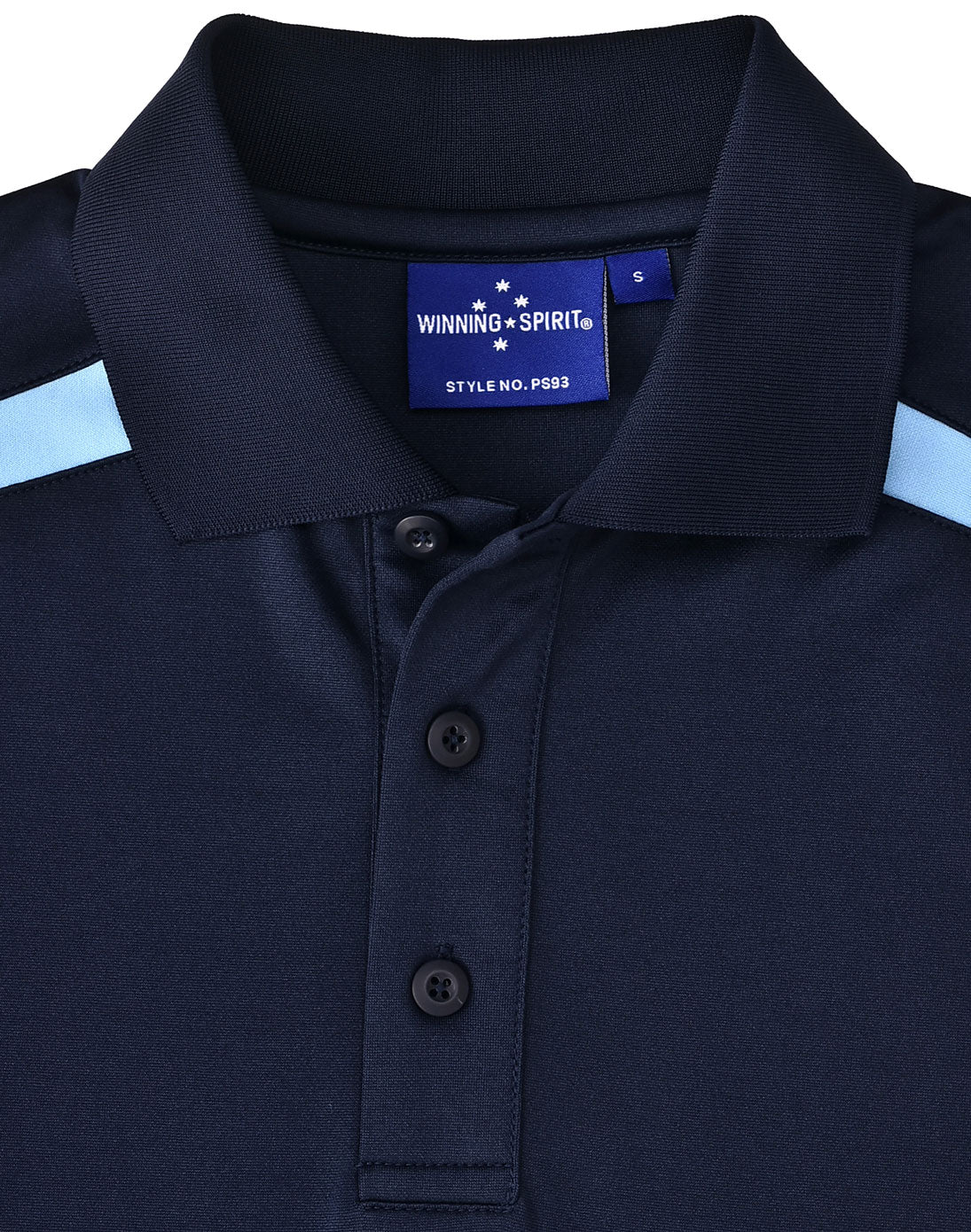 Mens Sustainable Poly/Cotton Contrast Ss Polo - Navy/Skyblue - View