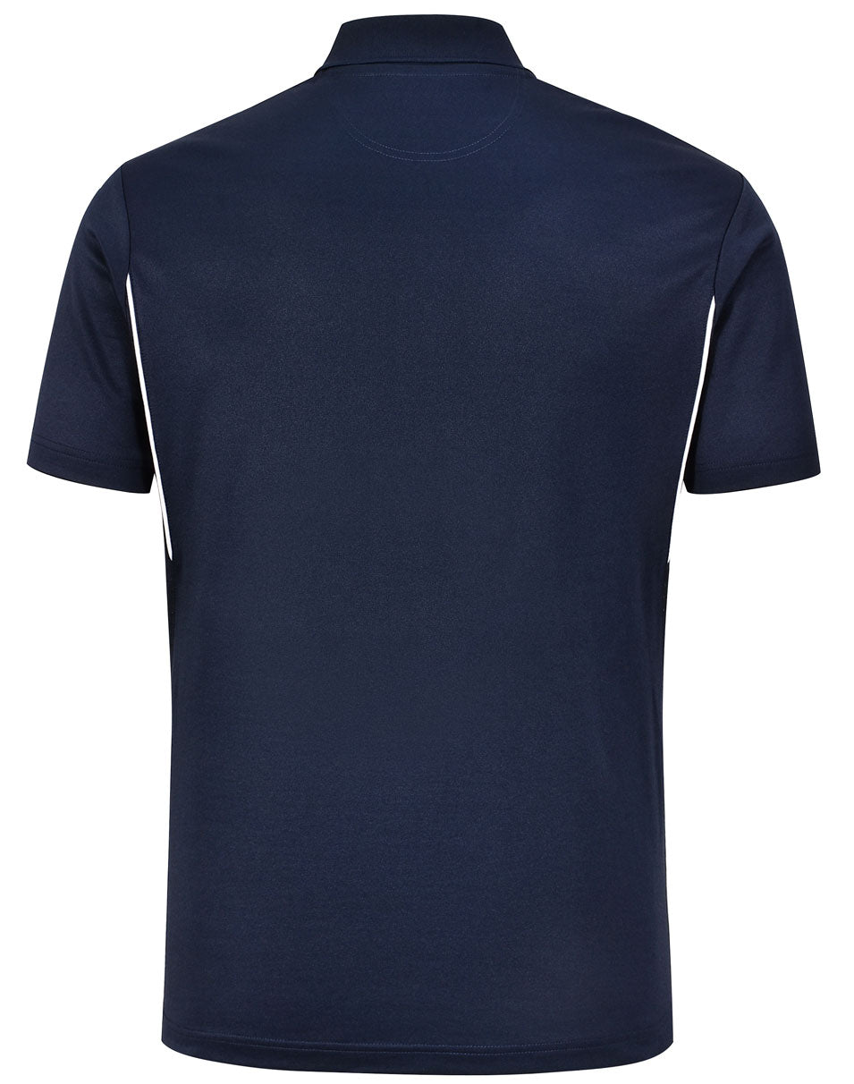 Mens Sustainable Poly/Cotton Contrast Ss Polo - Navy/White - Back