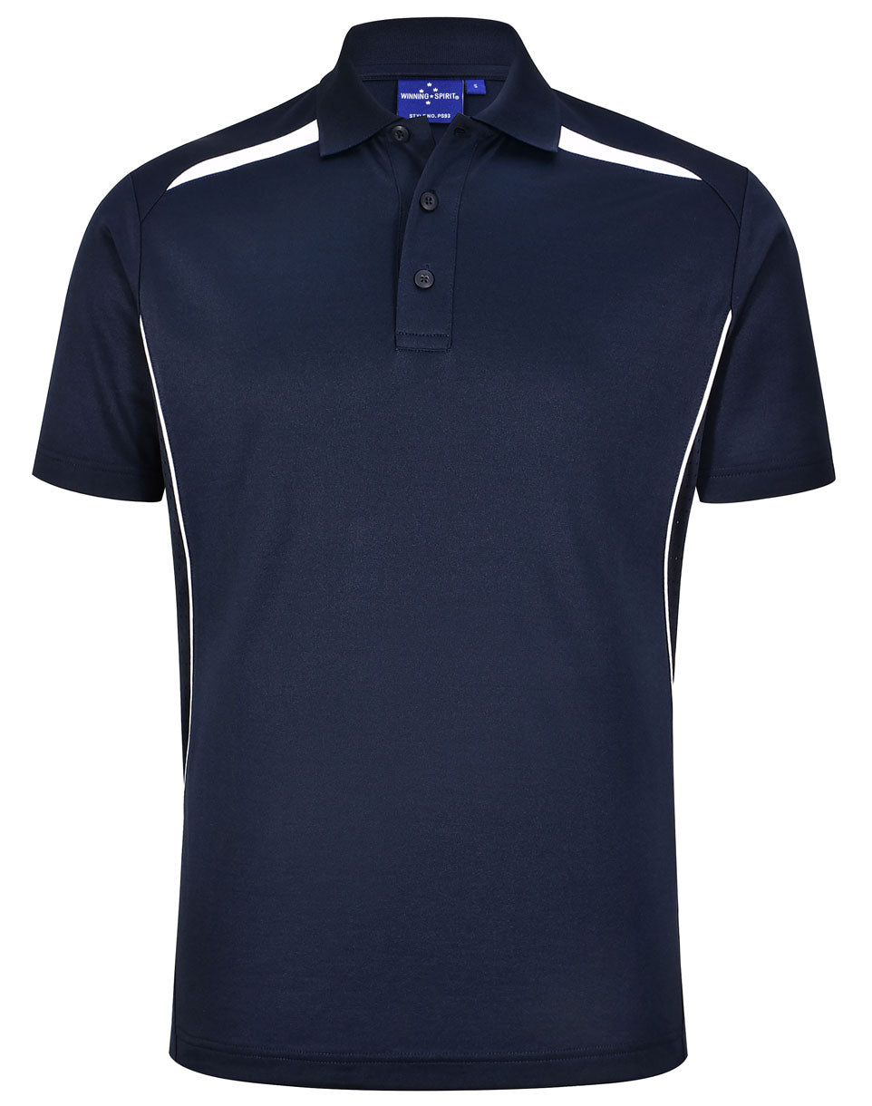 Mens Sustainable Poly/Cotton Contrast Ss Polo - Navy/White - Front