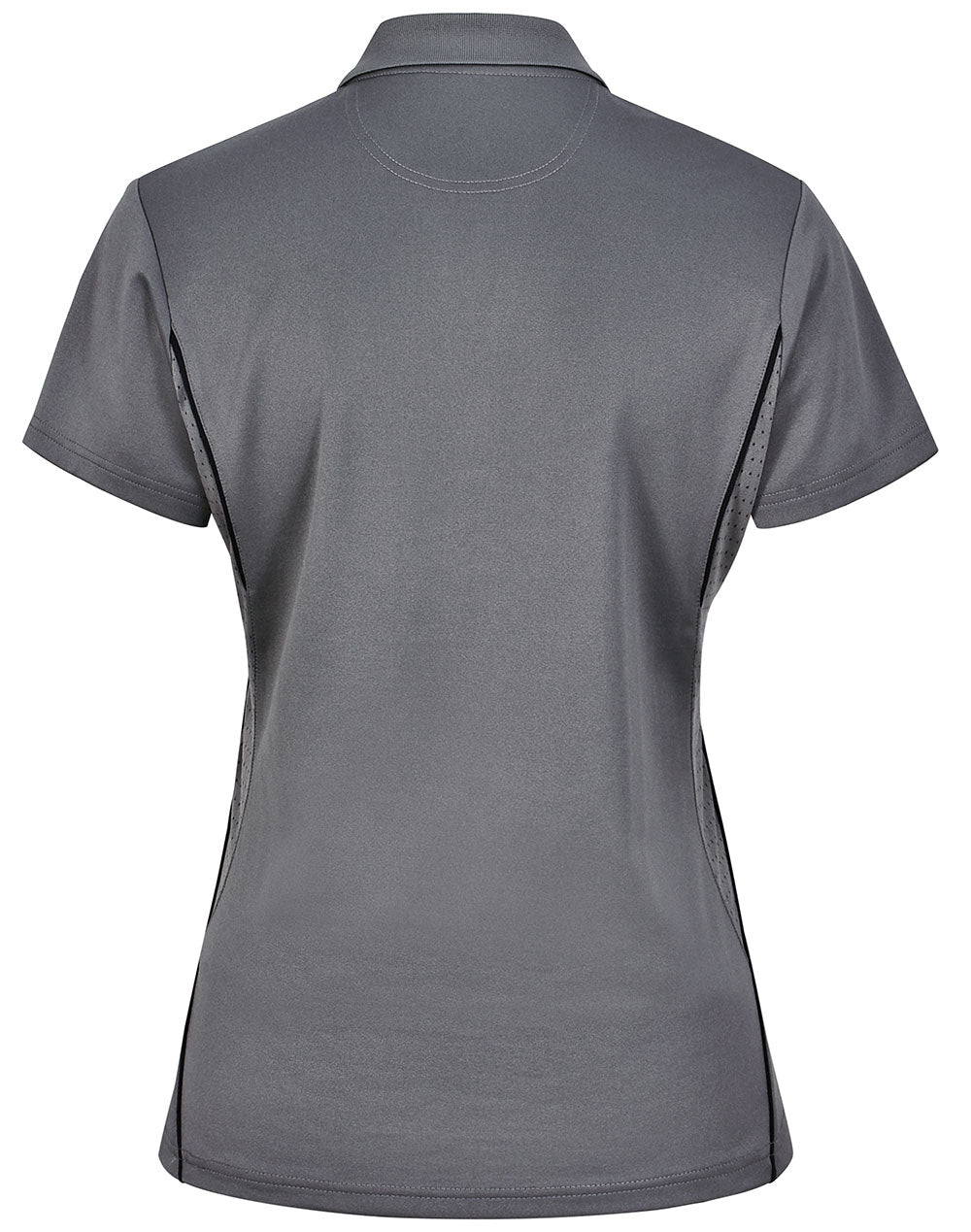 Ladies Sustainable Poly/Cotton Contrast Ss Polo - Ash/Black - Back