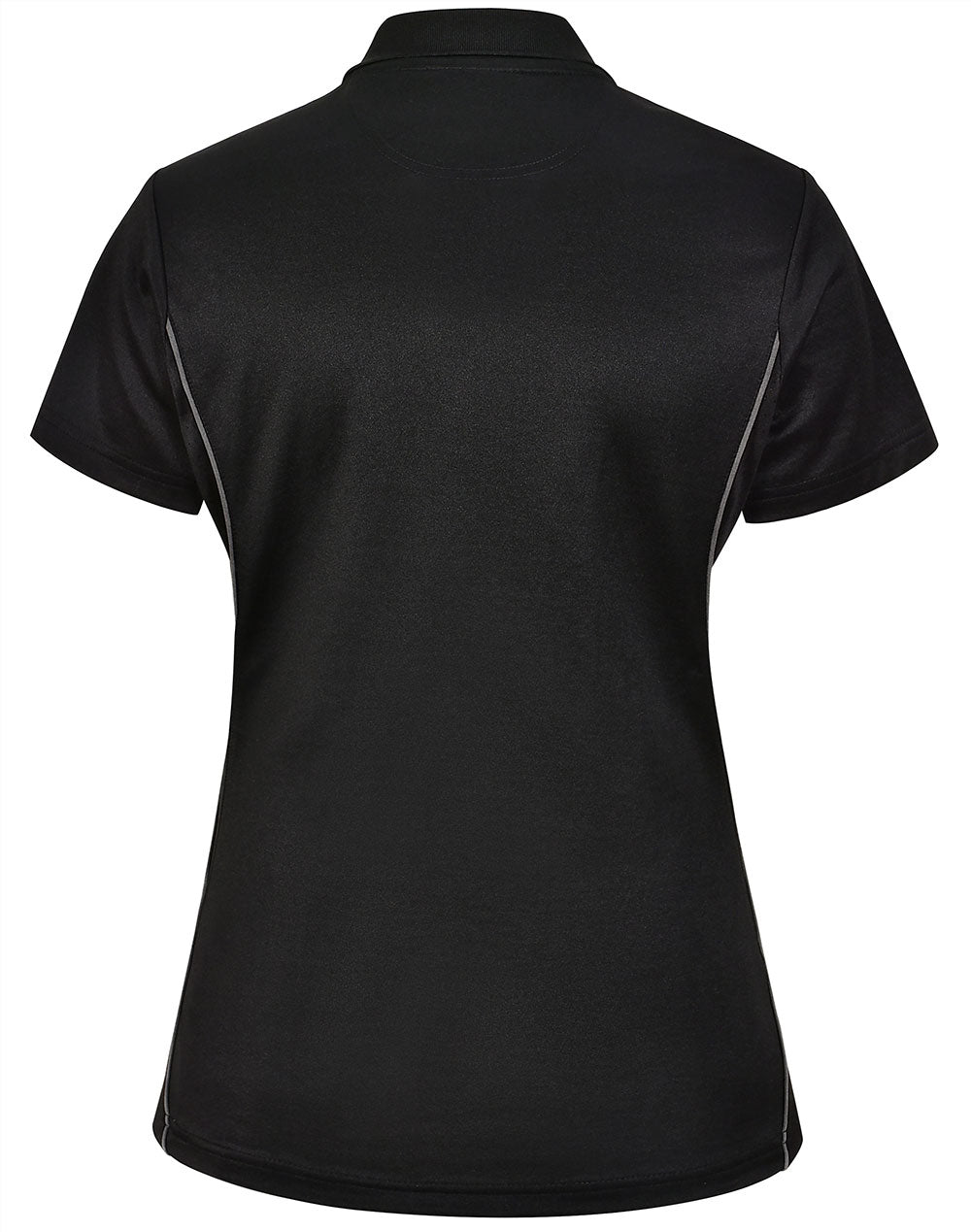 Ladies Sustainable Poly/Cotton Contrast Ss Polo - Black/Ash - Back