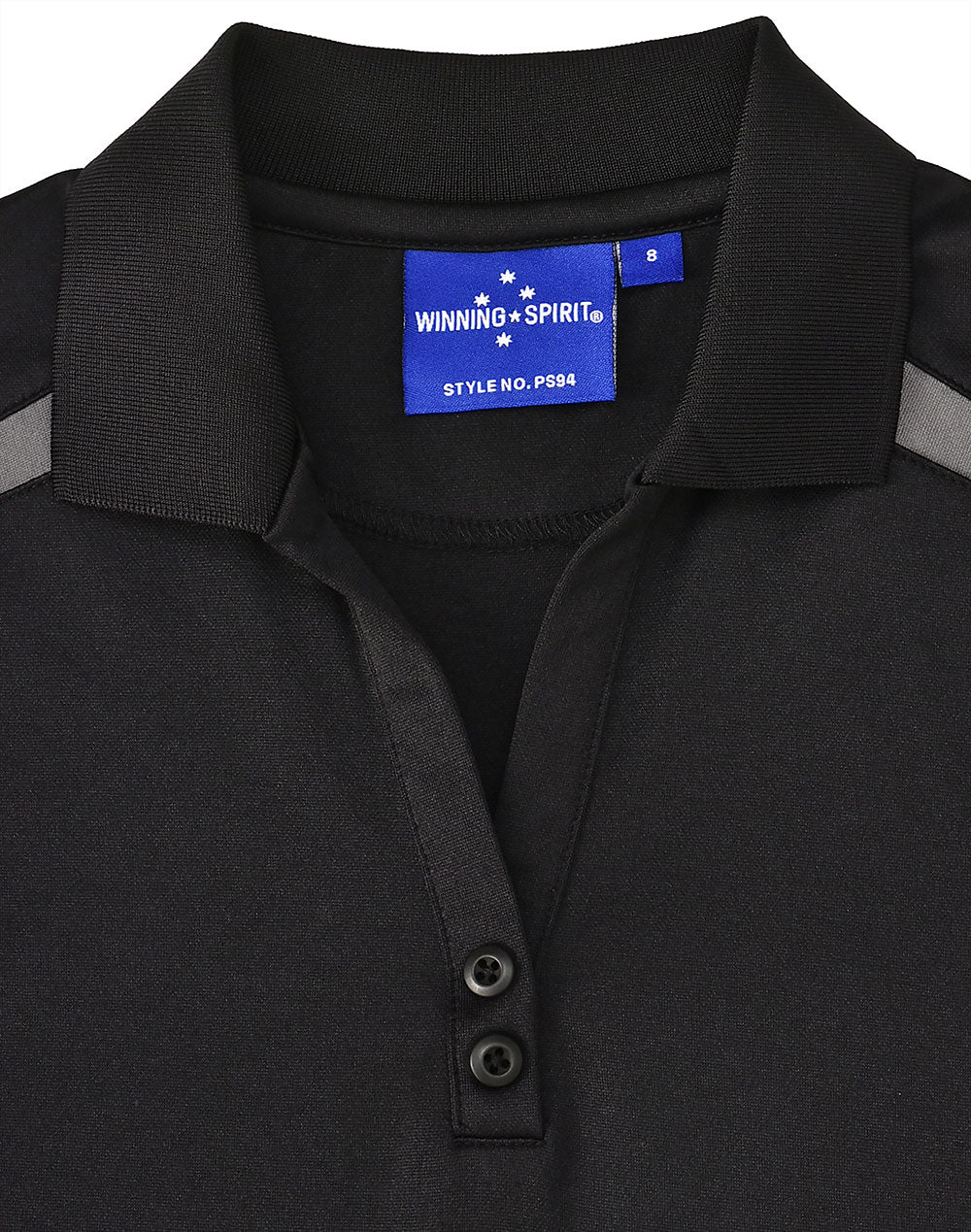 Ladies Sustainable Poly/Cotton Contrast Ss Polo - Black/Ash - View
