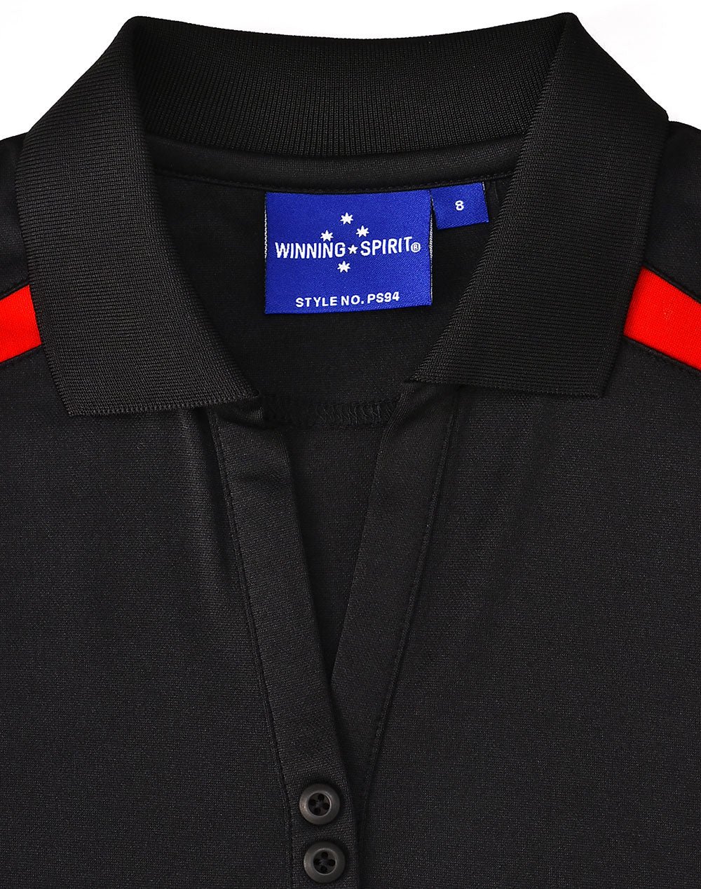 Ladies Sustainable Poly/Cotton Contrast Ss Polo - Black/Red - View