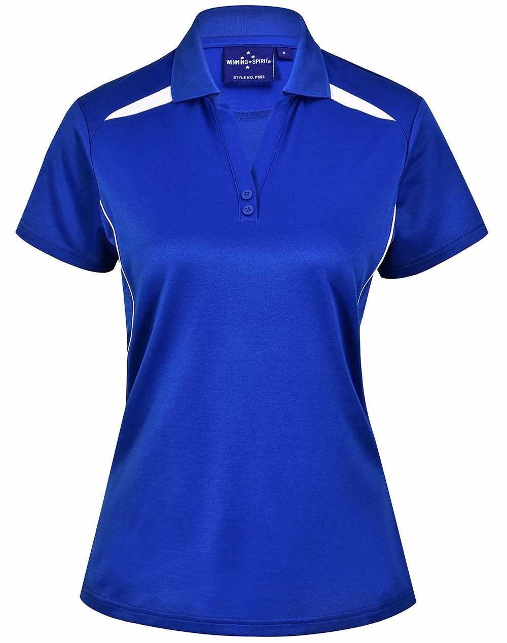 Ladies Sustainable Poly/Cotton Contrast Ss Polo - Electric Blue/White - Front