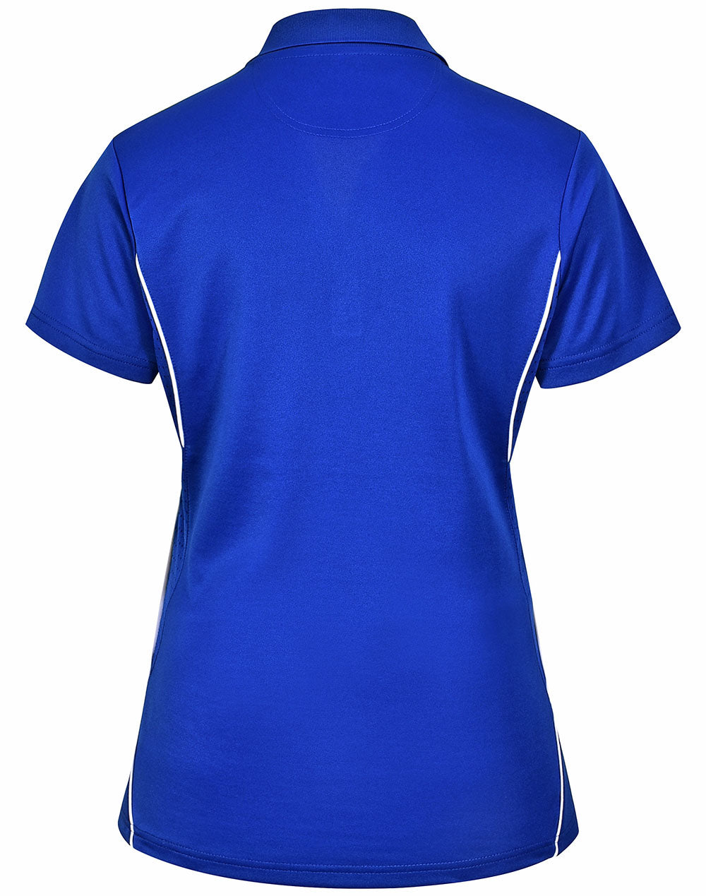 Ladies Sustainable Poly/Cotton Contrast Ss Polo - Electric Blue/White - Back