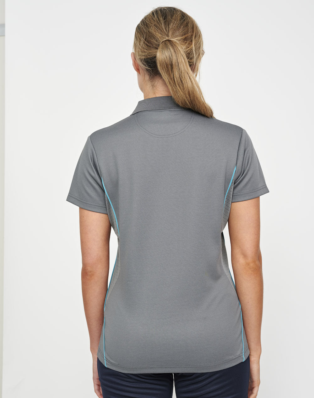 Ladies Sustainable Poly/Cotton Contrast Ss Polo - Back