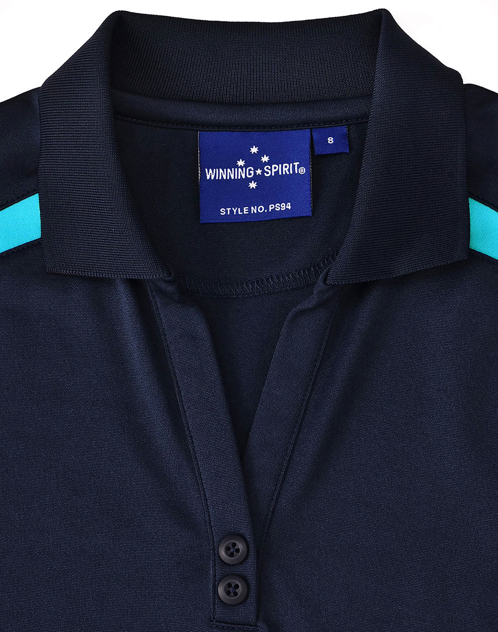 Ladies Sustainable Poly/Cotton Contrast Ss Polo - Navy/Aqua Blue - View