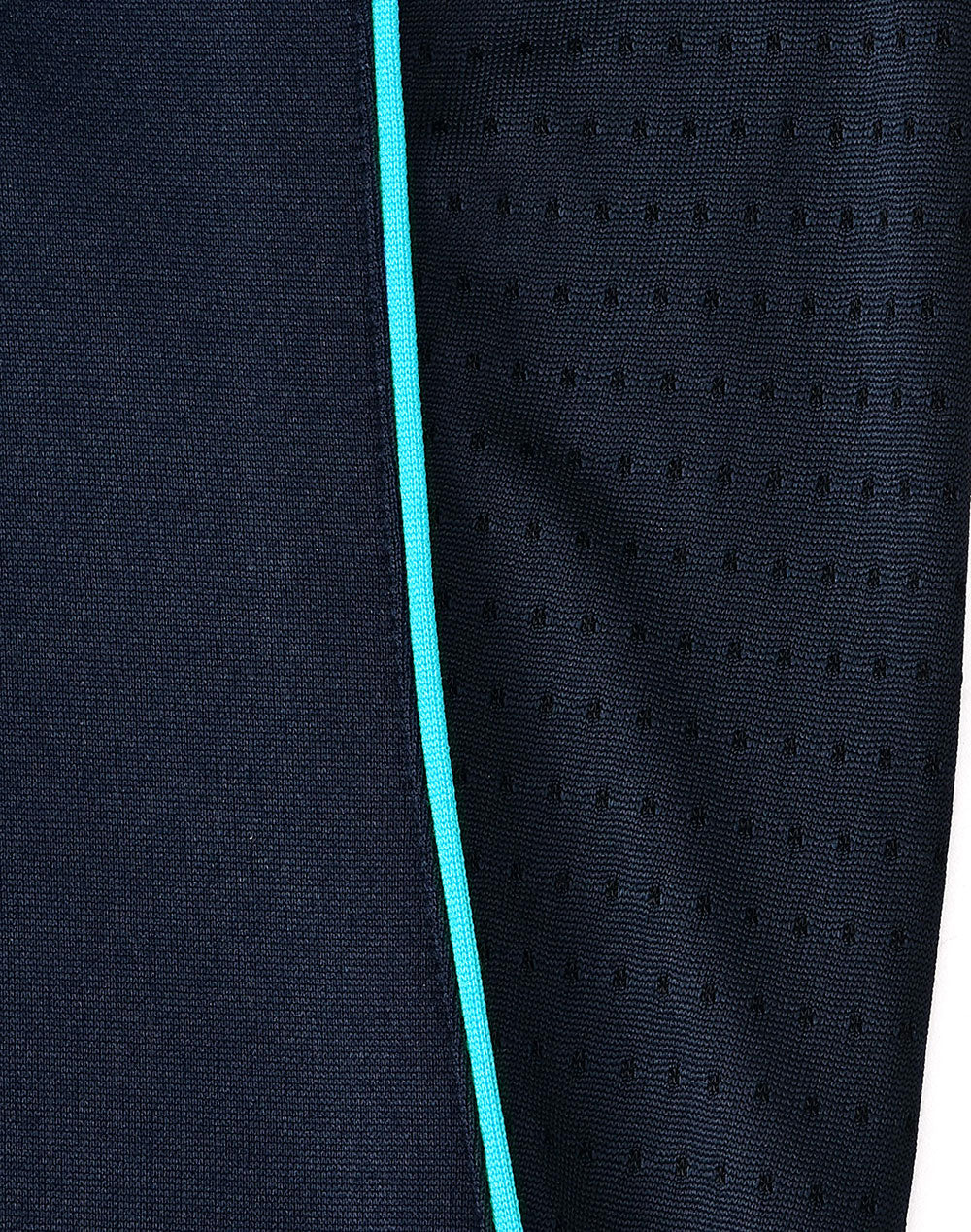 Ladies Sustainable Poly/Cotton Contrast Ss Polo - Navy/Aqua Blue - View
