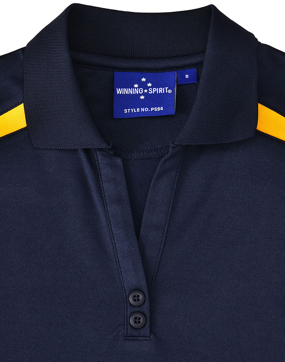Ladies Sustainable Poly/Cotton Contrast Ss Polo - Navy/Gold - View