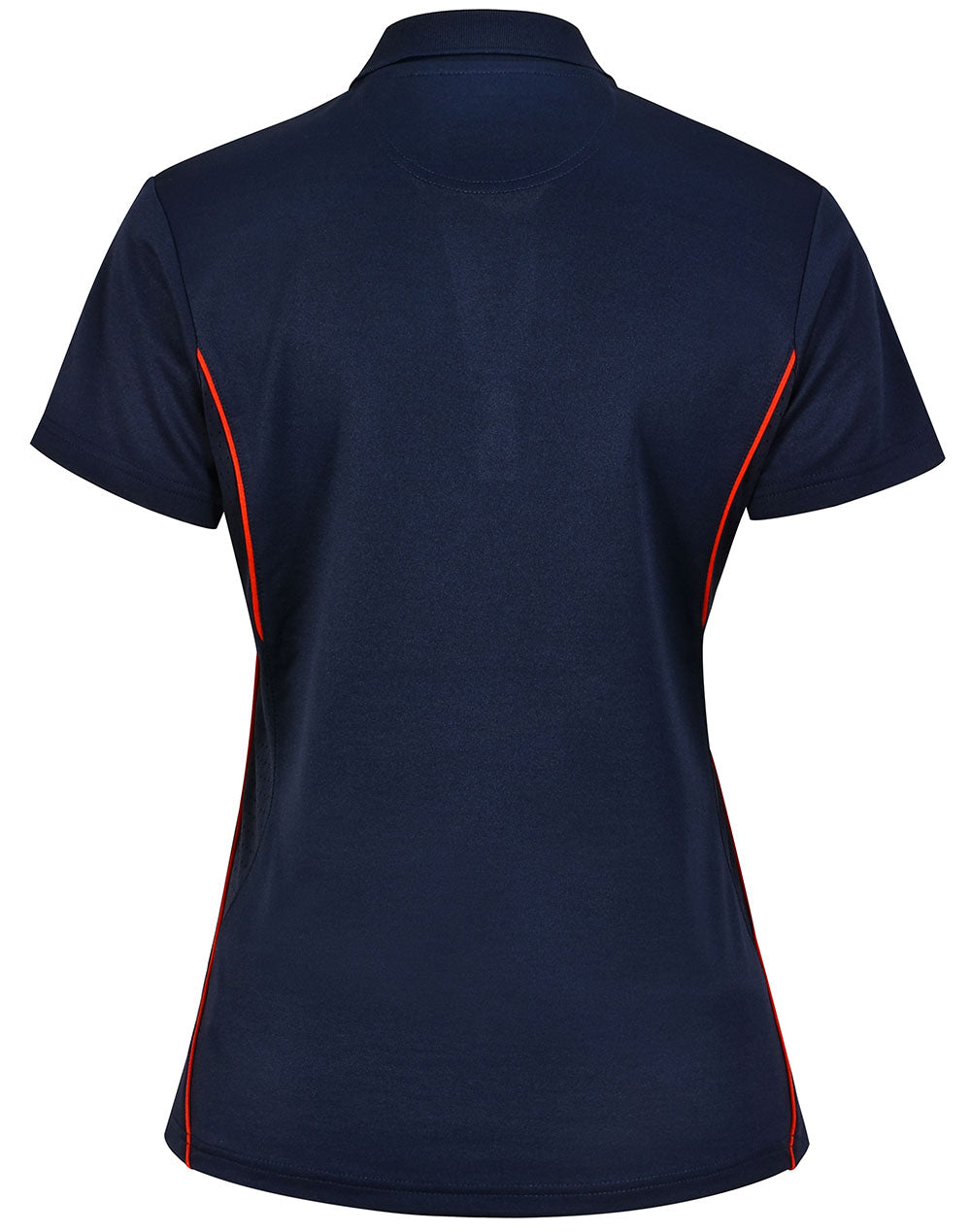 Ladies Sustainable Poly/Cotton Contrast Ss Polo - Navy/Red - Back