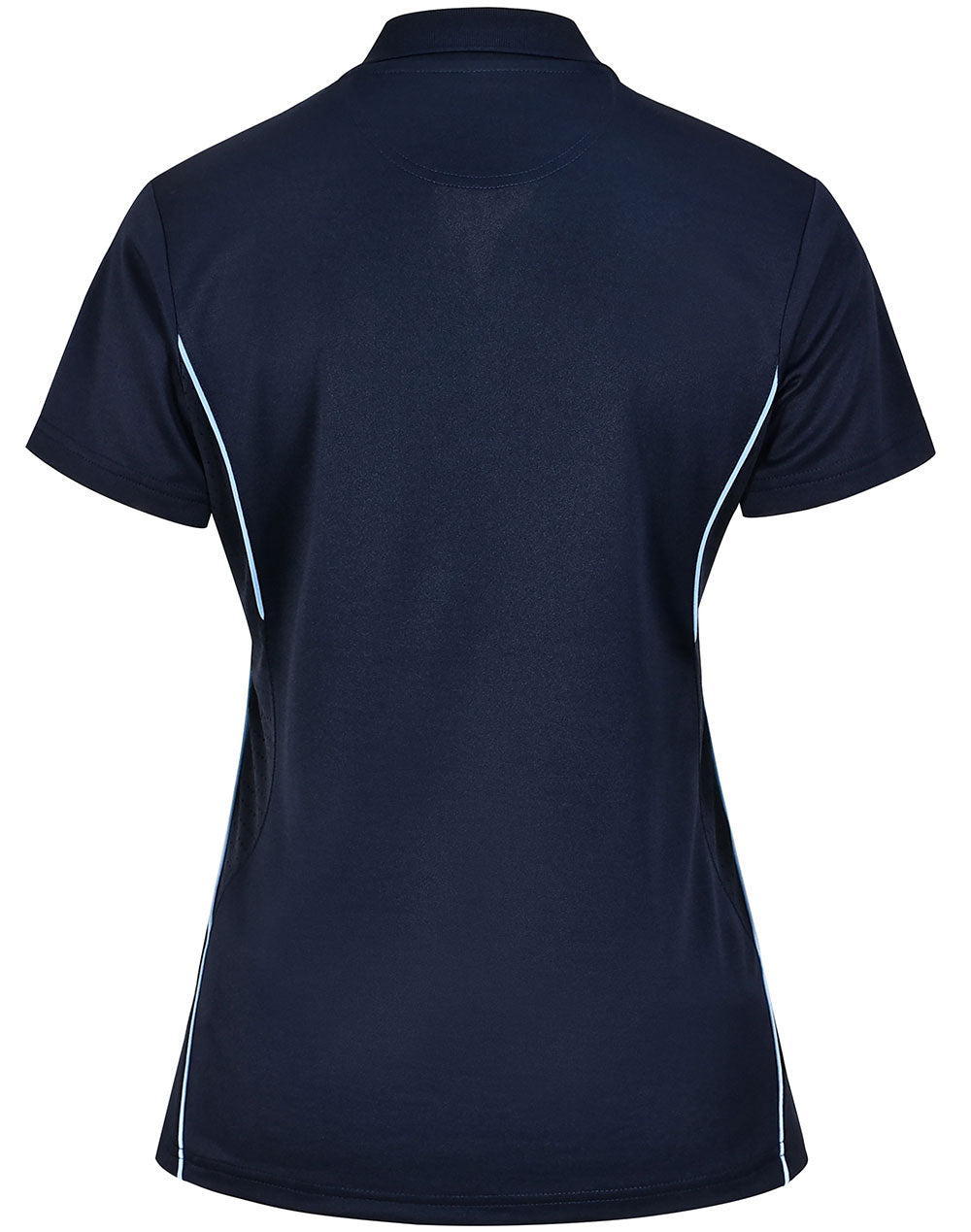 Ladies Sustainable Poly/Cotton Contrast Ss Polo - Navy/Skyblue - Back