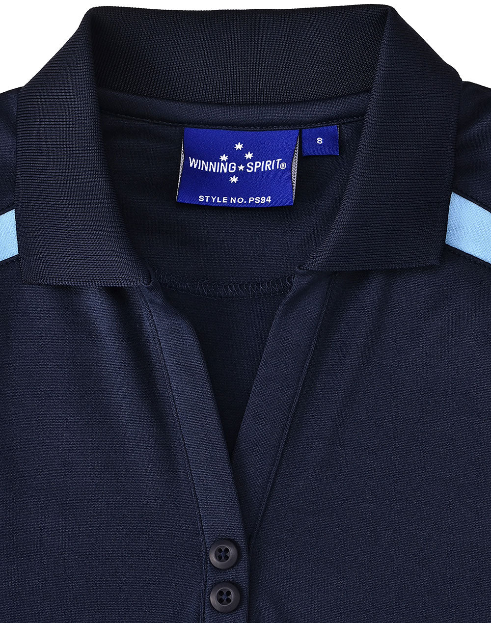 Ladies Sustainable Poly/Cotton Contrast Ss Polo - Navy/Skyblue - View