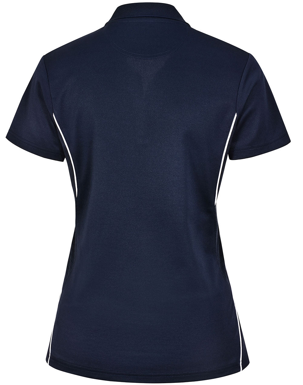 Ladies Sustainable Poly/Cotton Contrast Ss Polo - Navy/White - Back