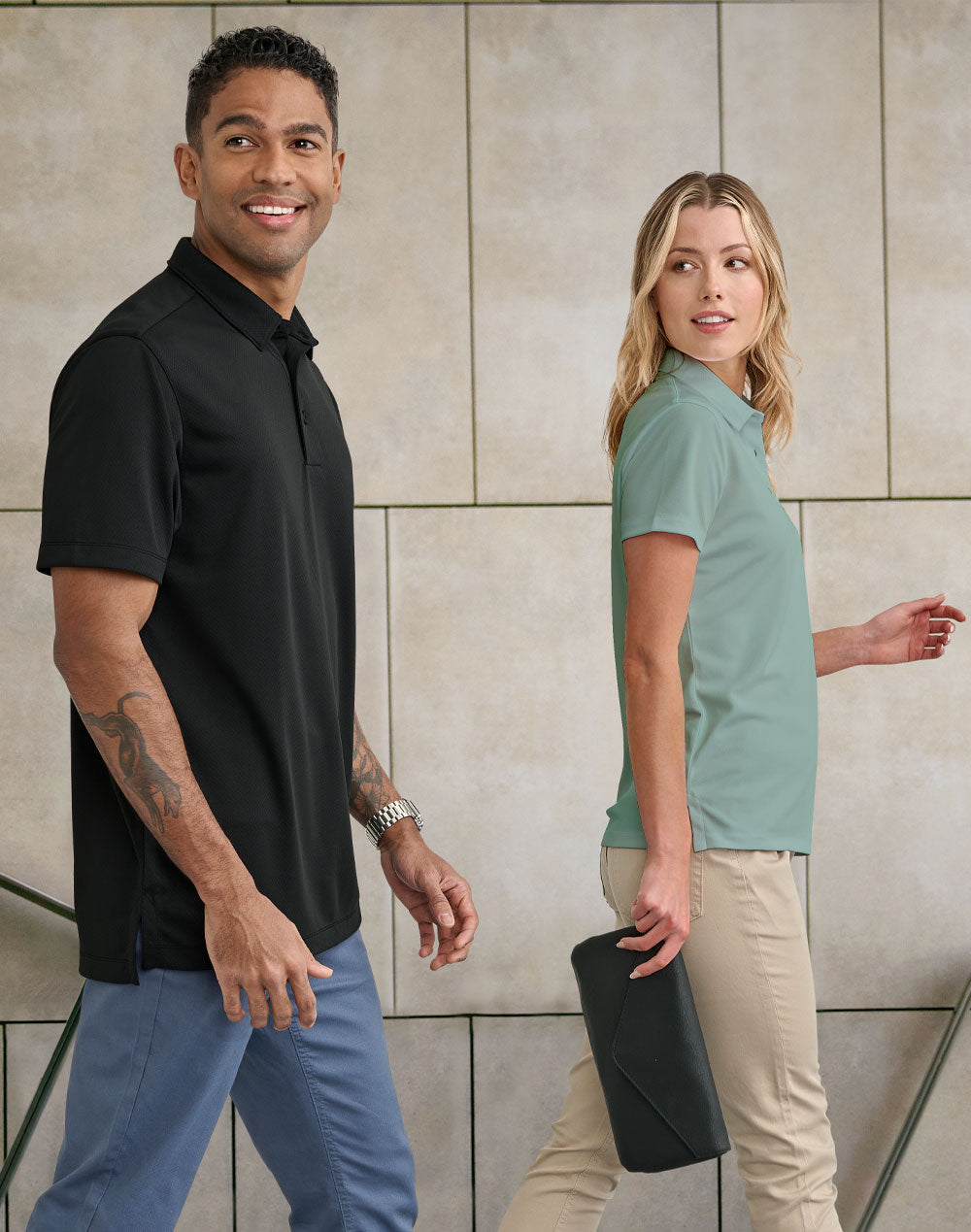 Sustainable Jacquard Knit Polo Ladies - view