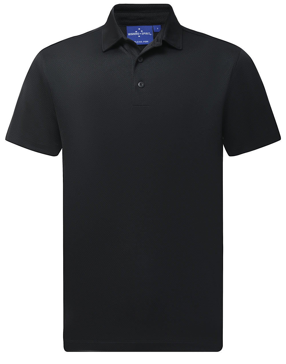 Sustainable Jacquard Knit Polo Men's - Black - Front