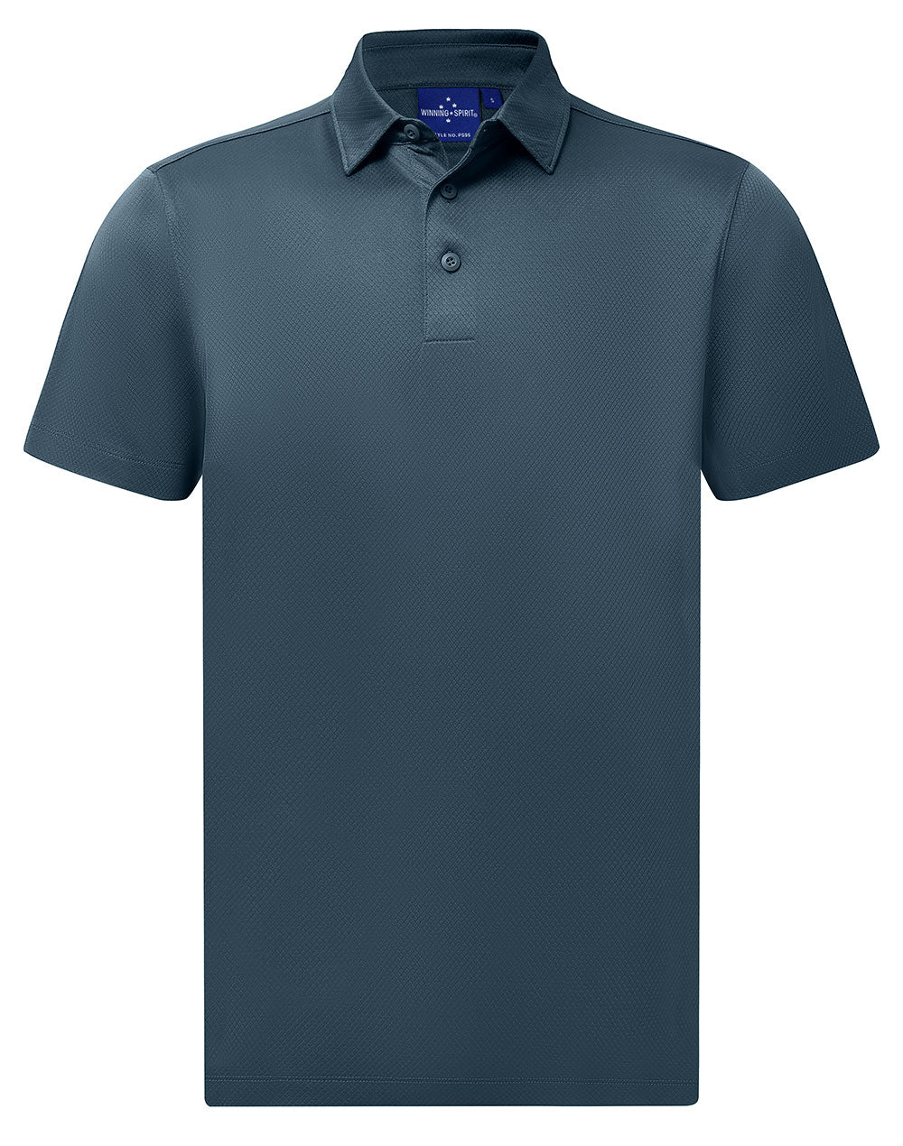 Sustainable Jacquard Knit Polo Men's - Slate Blue - Front