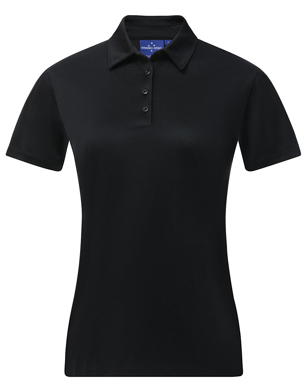 Sustainable Jacquard Knit Polo Ladies - Black - Front