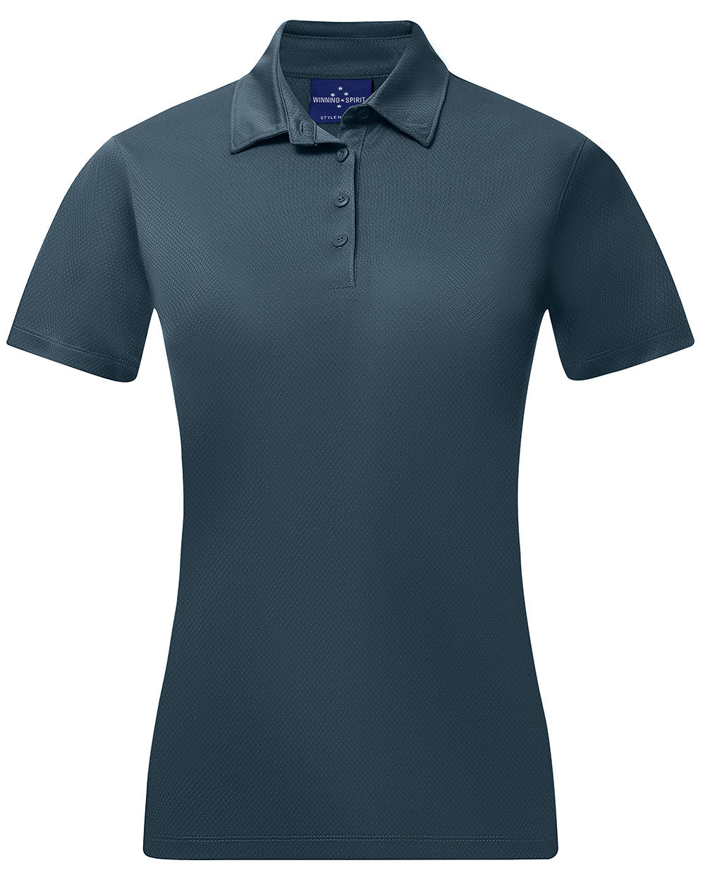 Sustainable Jacquard Knit Polo Ladies - Slate Blue - Front